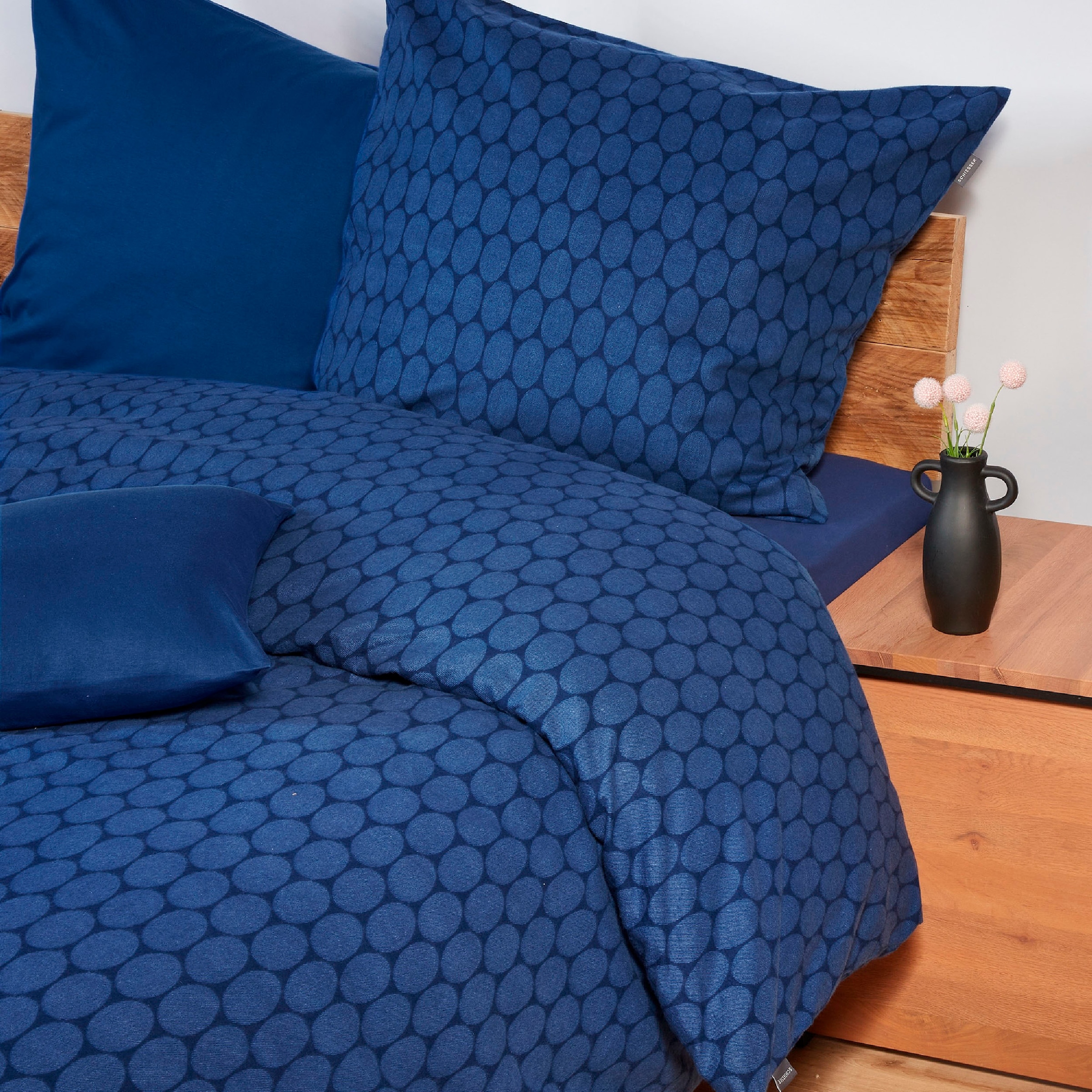 Schiesser Bettwäsche »Drops aus weichem Baumwollflanell in Ton-in-Ton Optik« 2 Stk. Made in Green