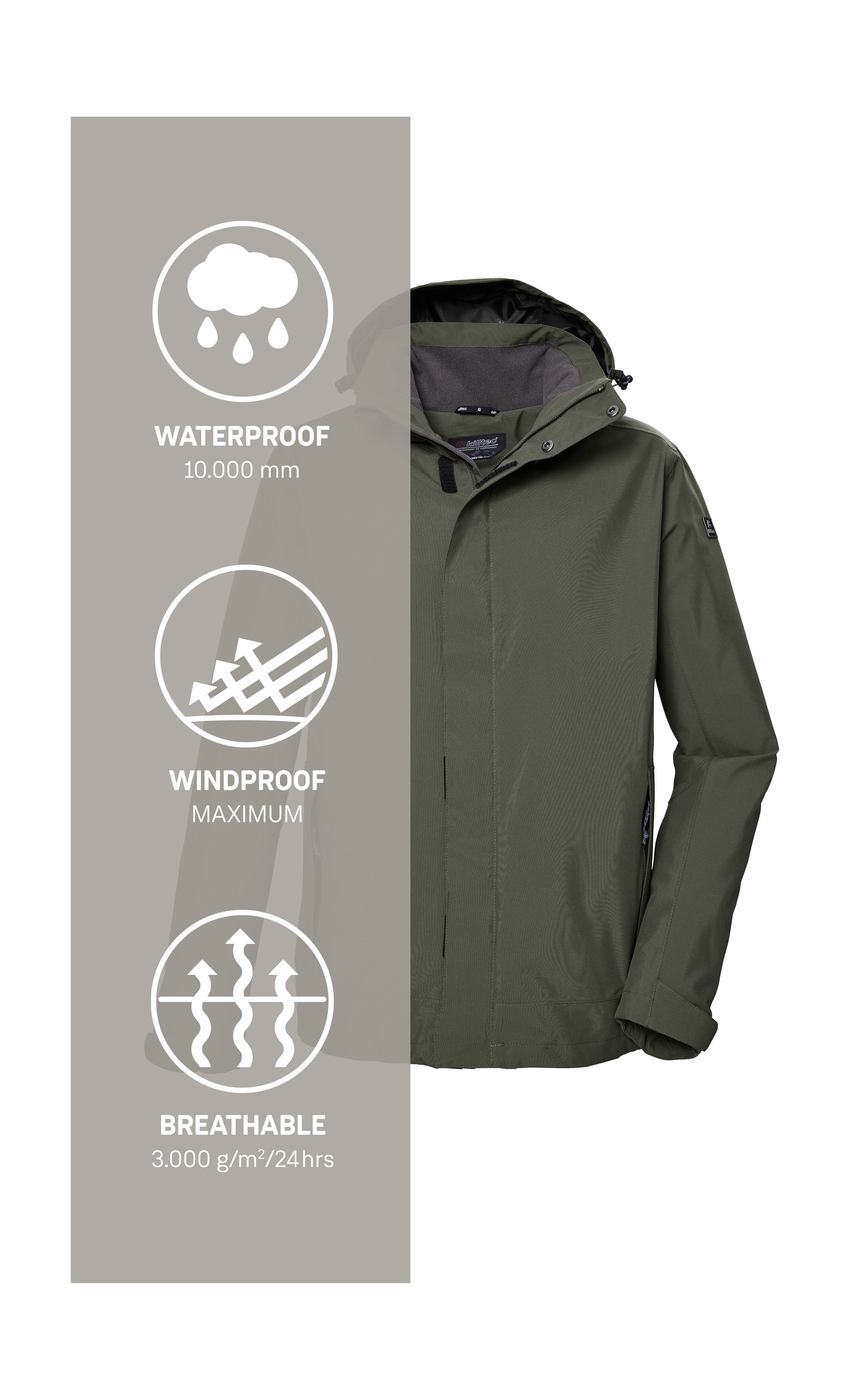 Killtec Funktionsjacke »KOS 87 MN JCKT« Wasser- und winddicht, atmungsaktiv, abnehmbare Kapuze