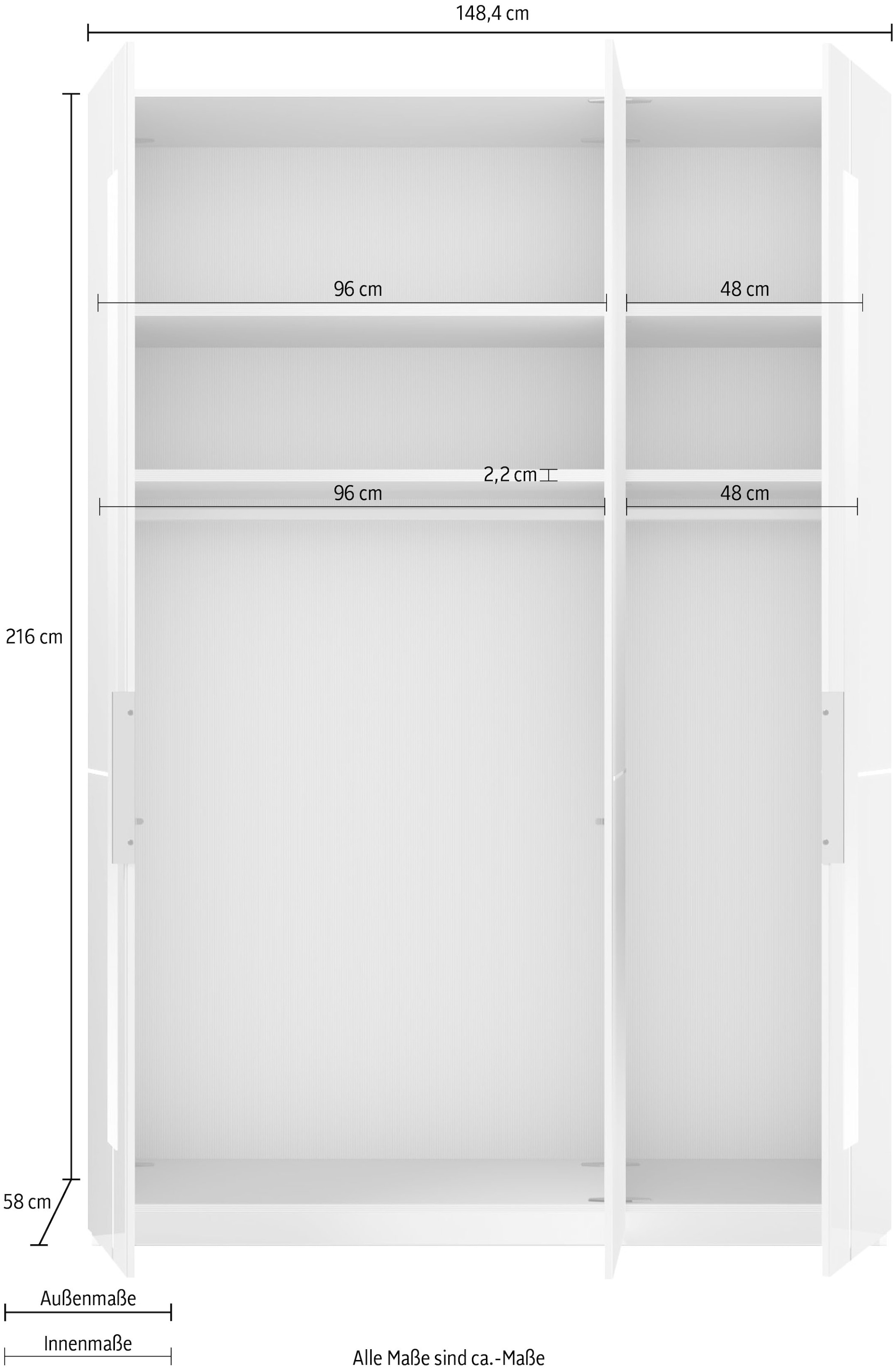 Musterring Drehtürenschrank »Imola W«, inkl. Einlegeböden und Kleiderstangen, mit Glas- und Spiegeltüren