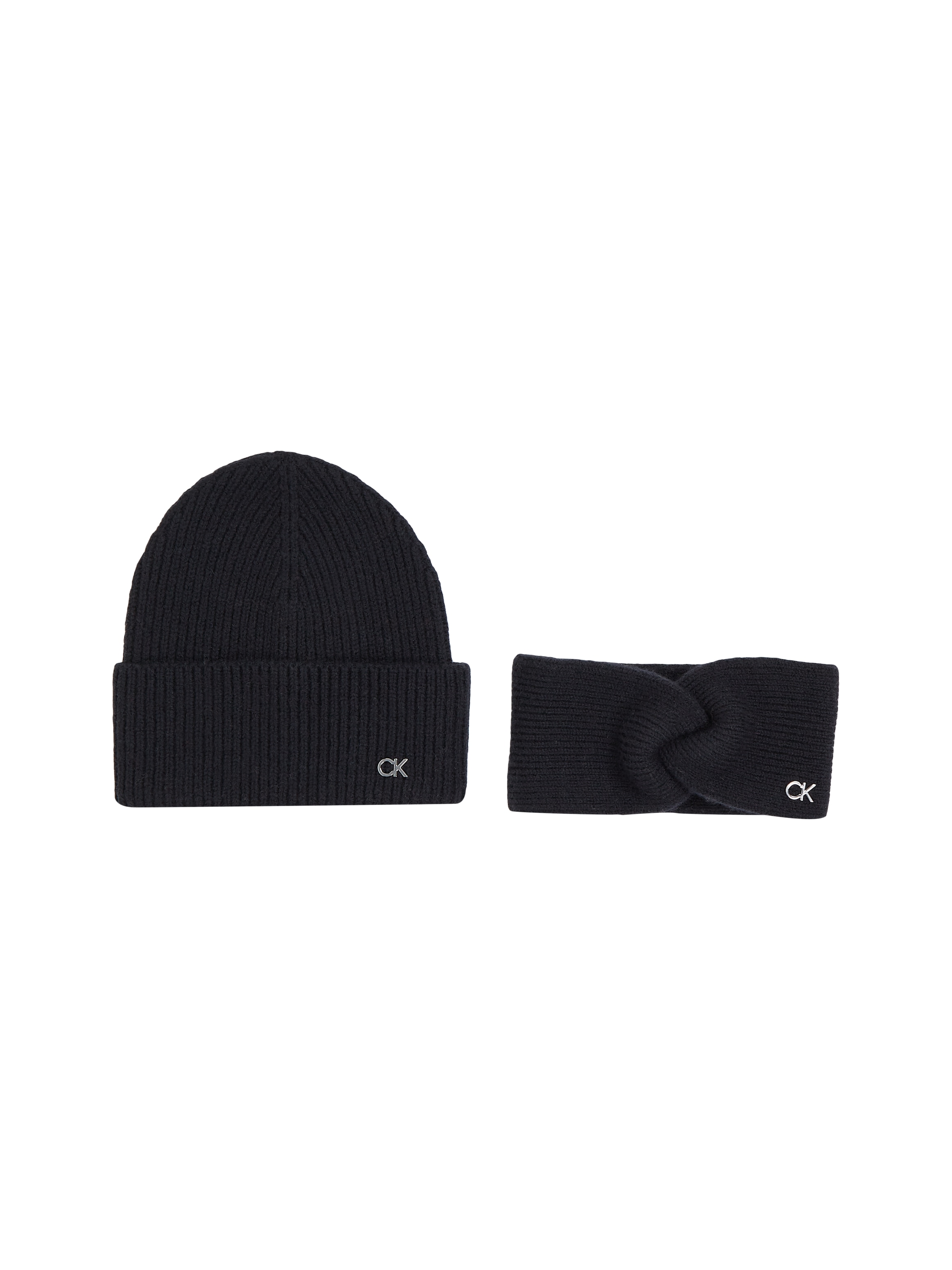 Calvin Klein Strickmütze »CK METAL BEANIE & HEADBAND«, mit Logozeichen