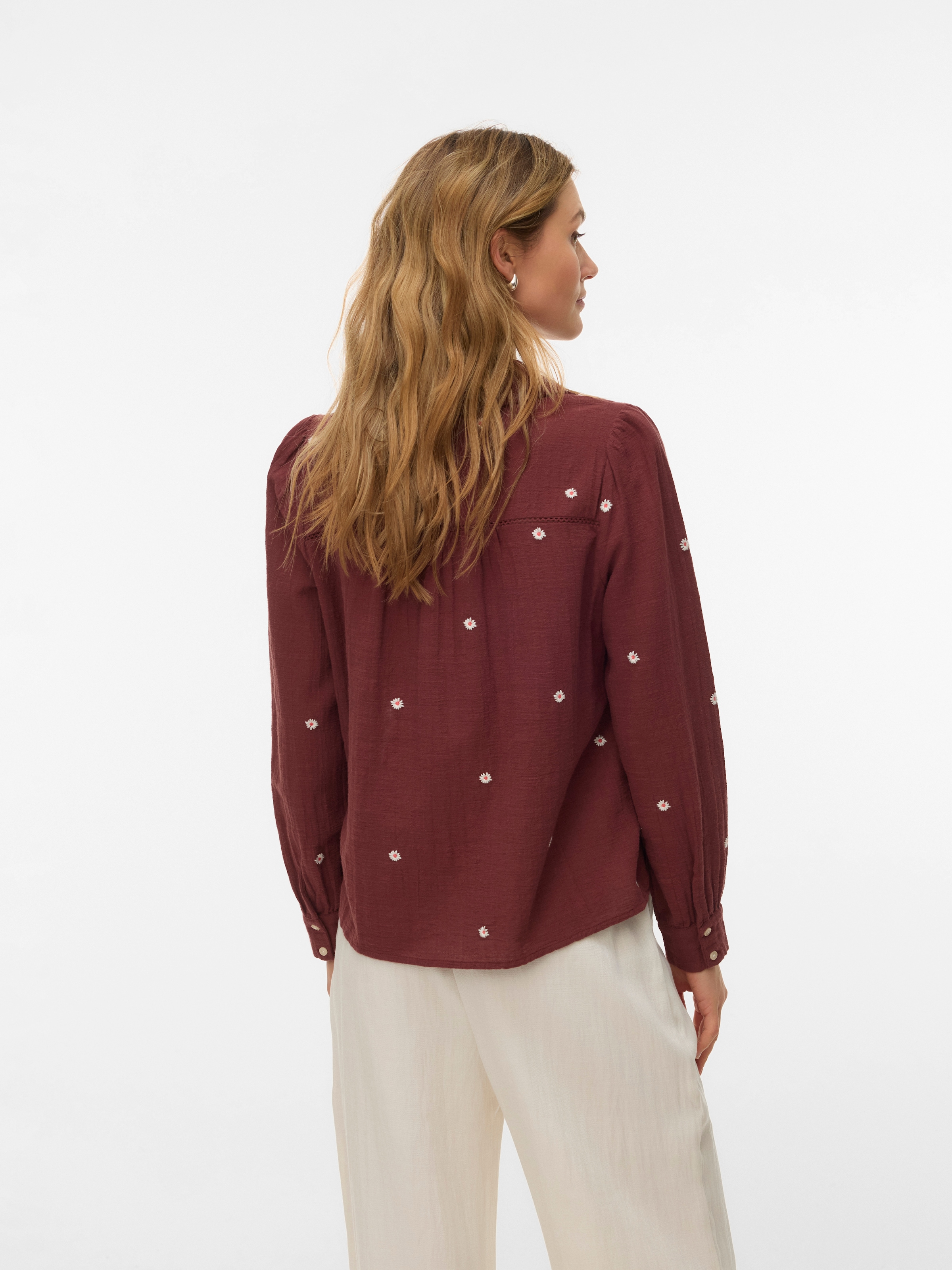 Vero Moda Langarmbluse »VMJILLIAN LS SHIRT WVN BTQ« Baumwolle