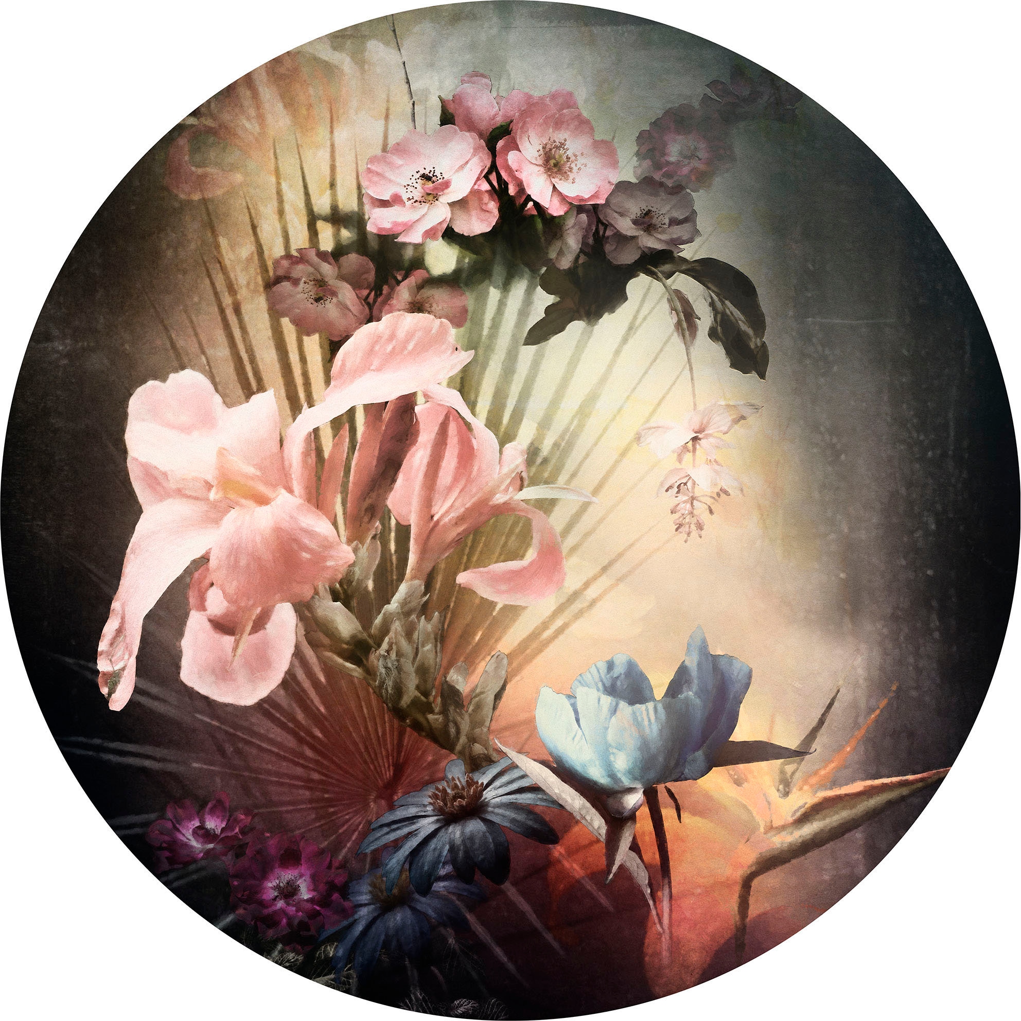 Komar Wandtattoo »selbstklebendes Vlies - Flemish Flowers - Größe 125 x 125 cm«, (1 St.), rund und selbstklebend