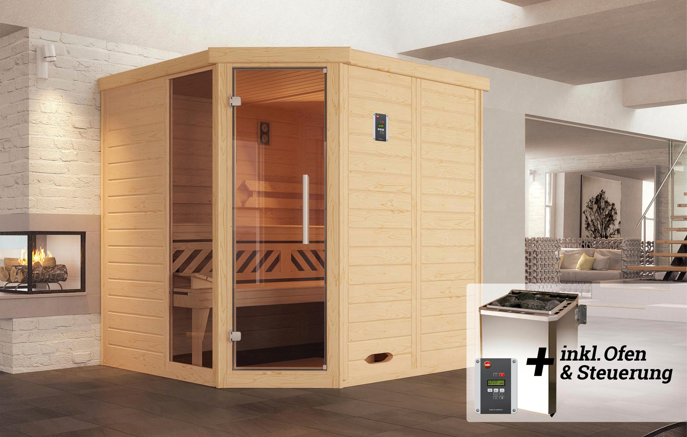 weka Sauna »Kemi«, 7,5 kW Bio-Ofen mit digitaler Steuerung
