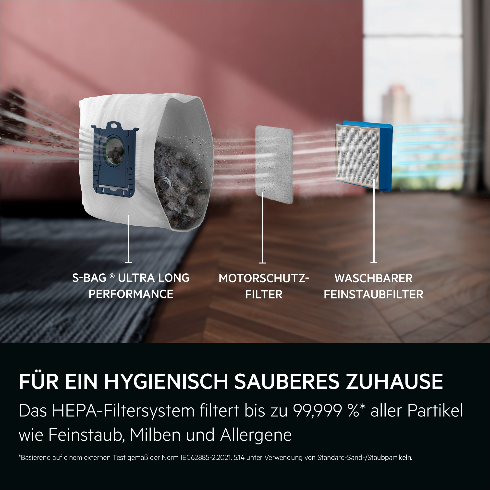 AEG Bodenstaubsauger »VX9-5-EBR« 650 W mit Beutel Extra stark & leise – Beutelstaubsauger 69 dB, HEPA für Allergiker