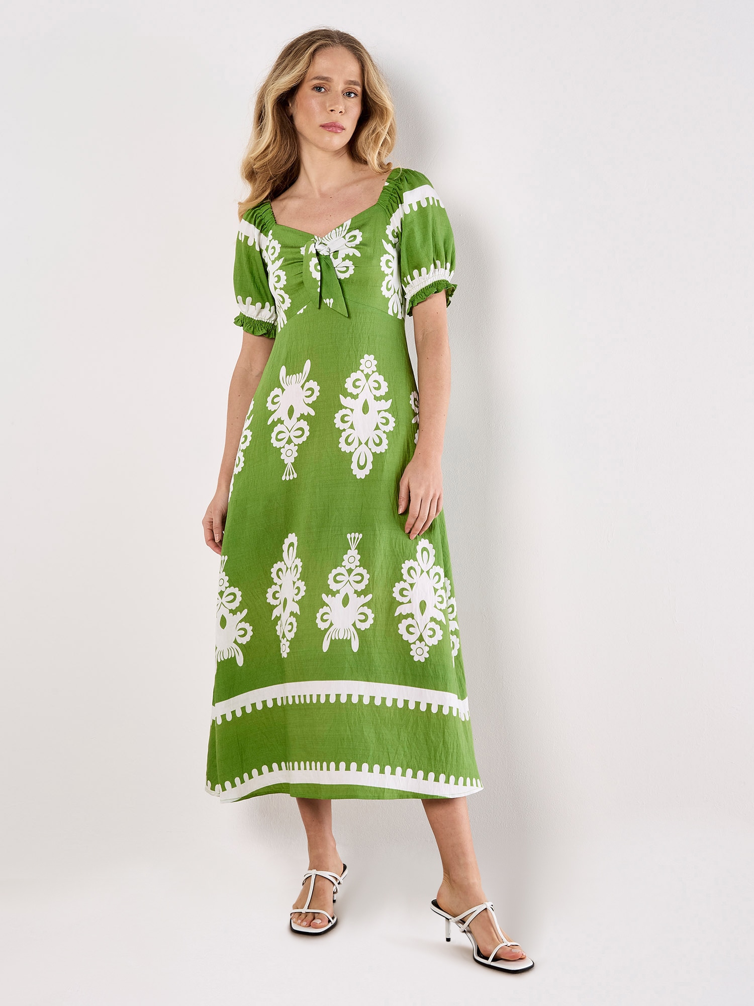 Apricot Druckkleid »Midikleid« mit tollem Ausschnitt