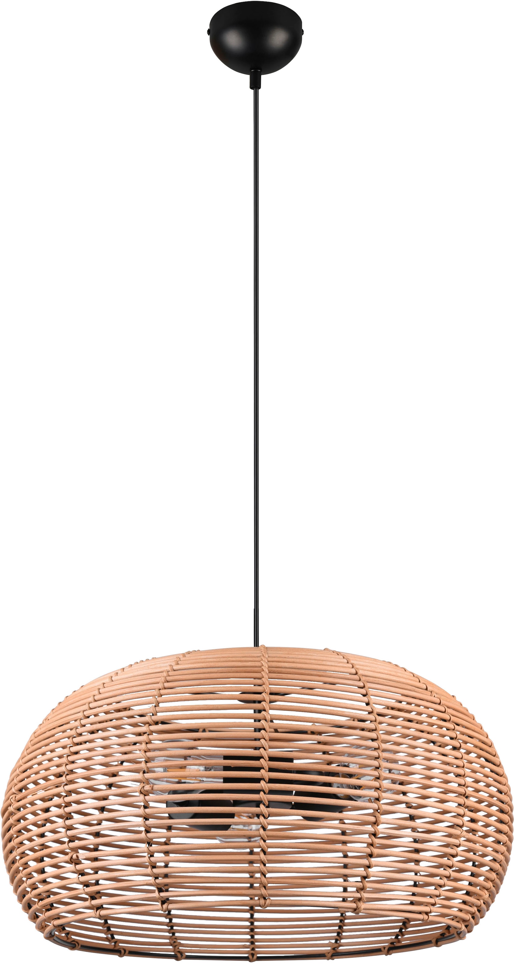 TRIO Leuchten Pendelleuchte »Inga«, 3 flammig, Leuchtmittel E27 | ohne Leuchtmittel, Hängelampe Rattan in Korbgeflecht Optik, exkl 3xE27, höhenverstellbar