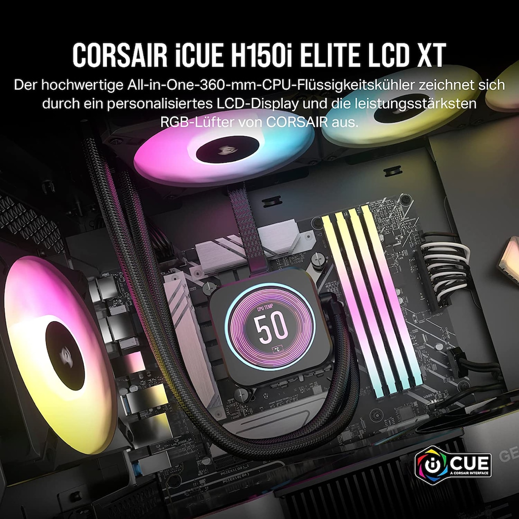 Corsair CPU Kühler »iCUE H150i ELITE LCD XT Liquid CPU Cooler«, (1 St.)