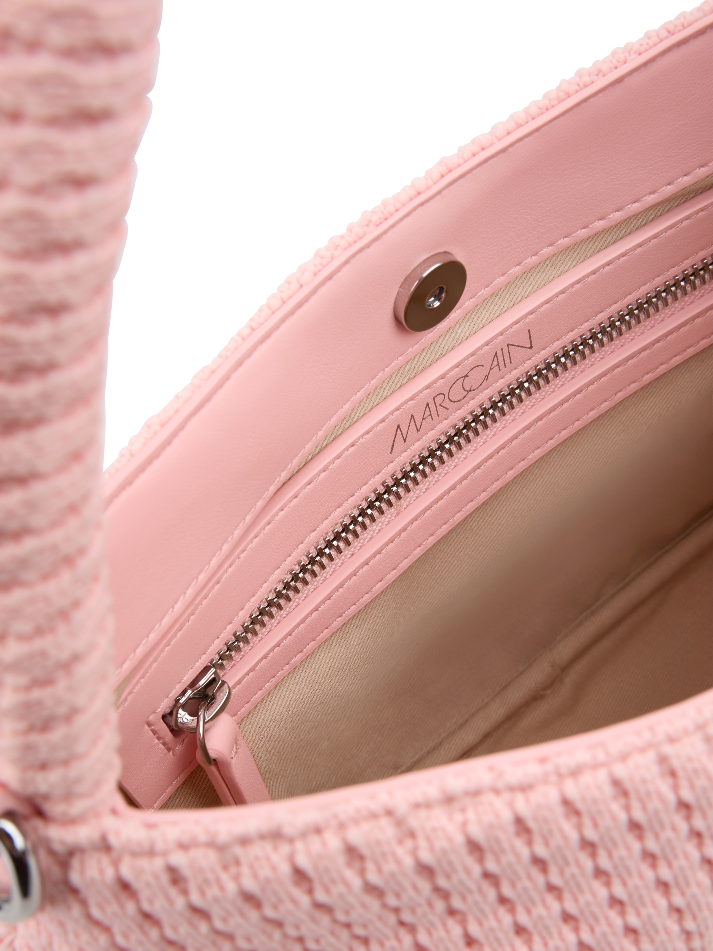 Marc Cain Henkeltasche Damen Handtasche, Umhängetasche mit modischem Blumen-Anhänger
