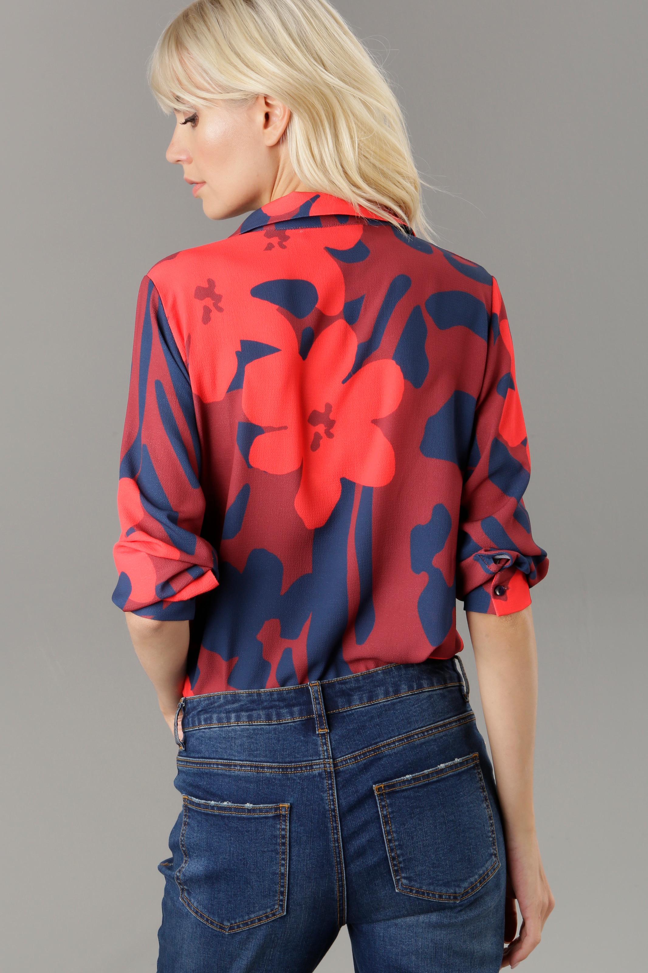 Aniston SELECTED Hemdbluse, mit großen in im OTTO Blumen Shop Online Knallfarbe