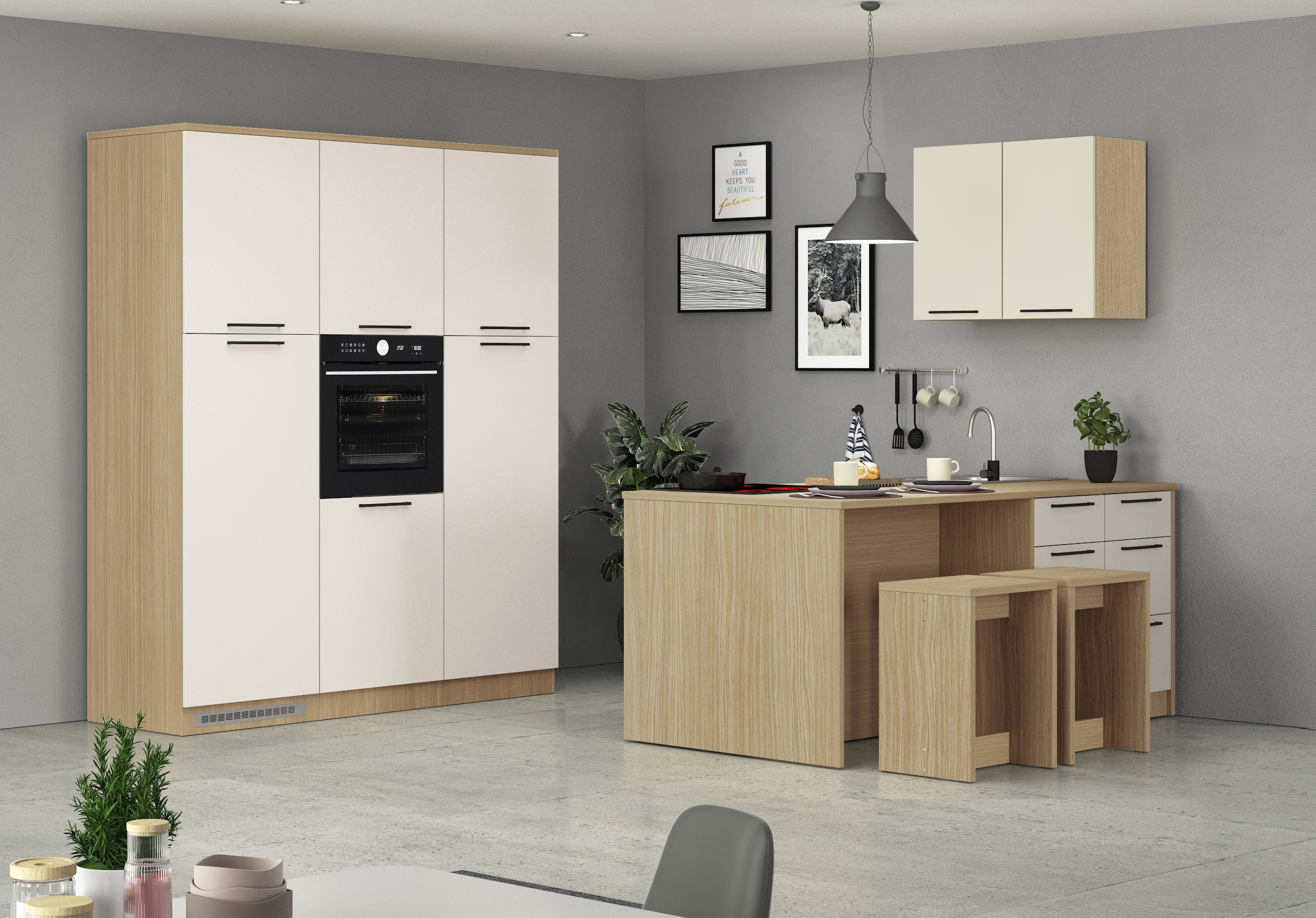 KOCHSTATION Vorratsschrank »Luna, Hochschrank, Küchenvorratsschrank, Speiseschrank, Made in Italy« B/T/H: 60×60×214,5 cm, mit 6 großzügigen Fächern