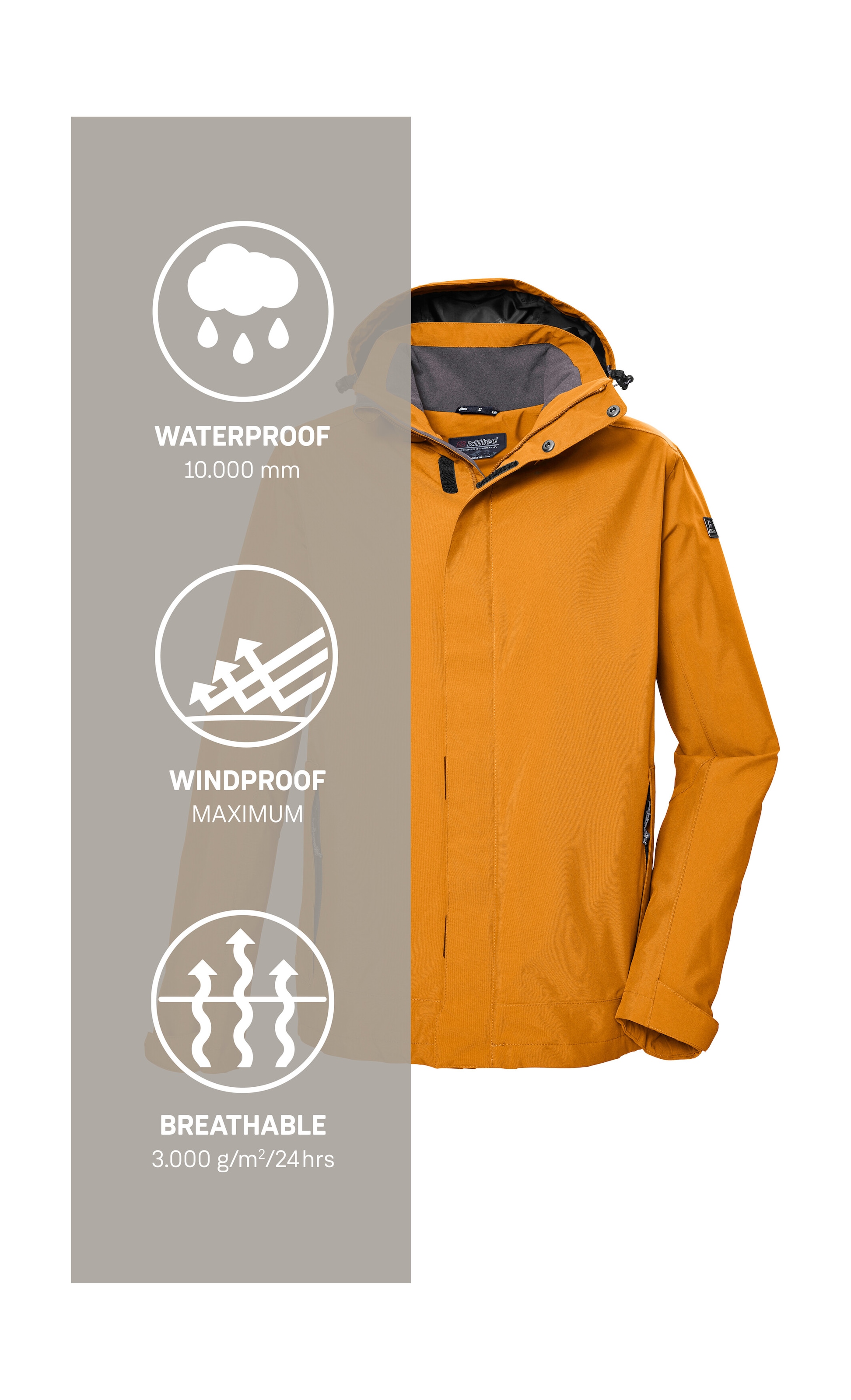 Killtec Funktionsjacke »KOS 87 MN JCKT« Wasser- und winddicht, atmungsaktiv, abnehmbare Kapuze