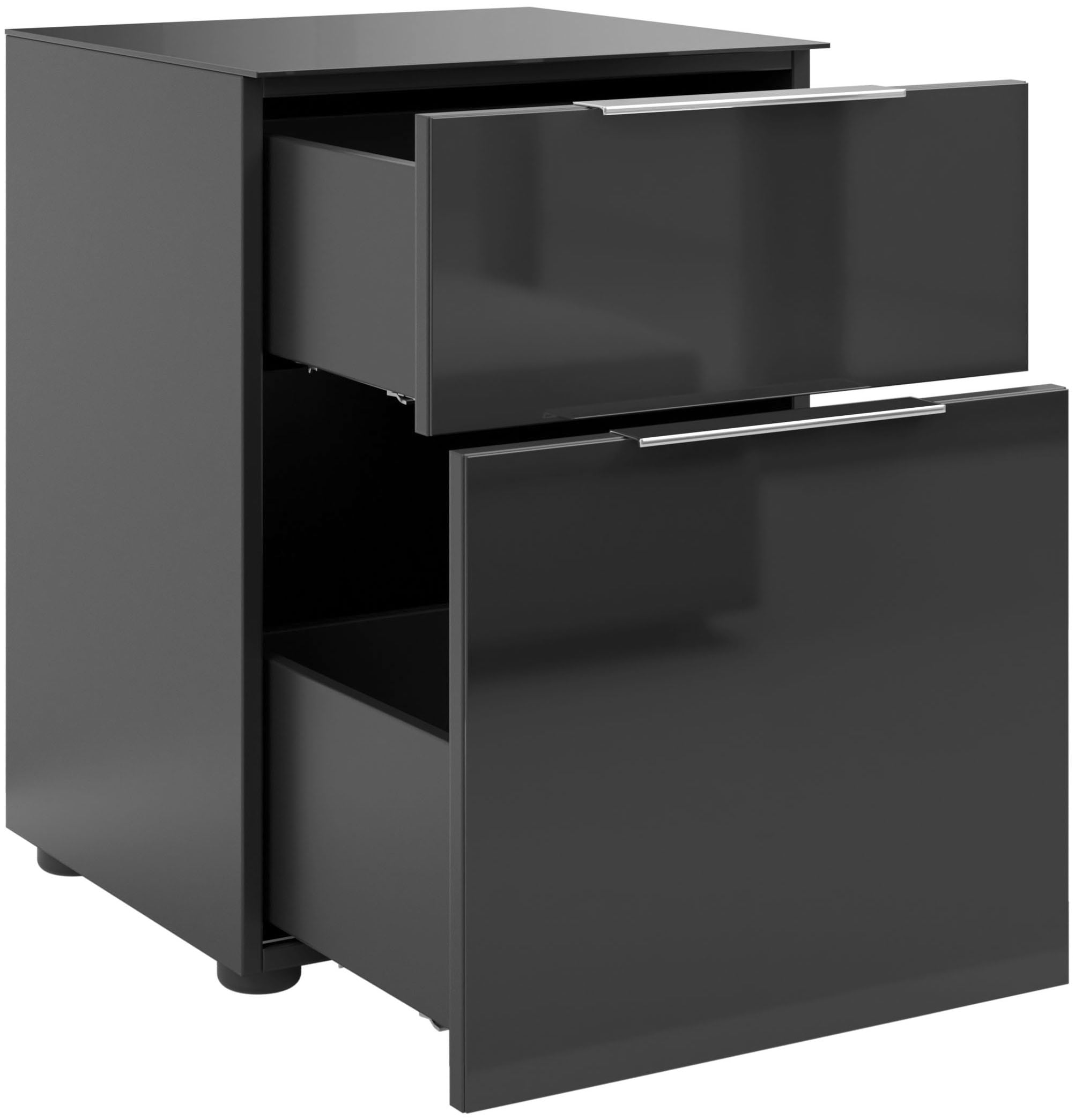 Manjana Möbel Nachtkommode »Nachtkommode mit Chrom oder Schwarz matten Metallgriffen«