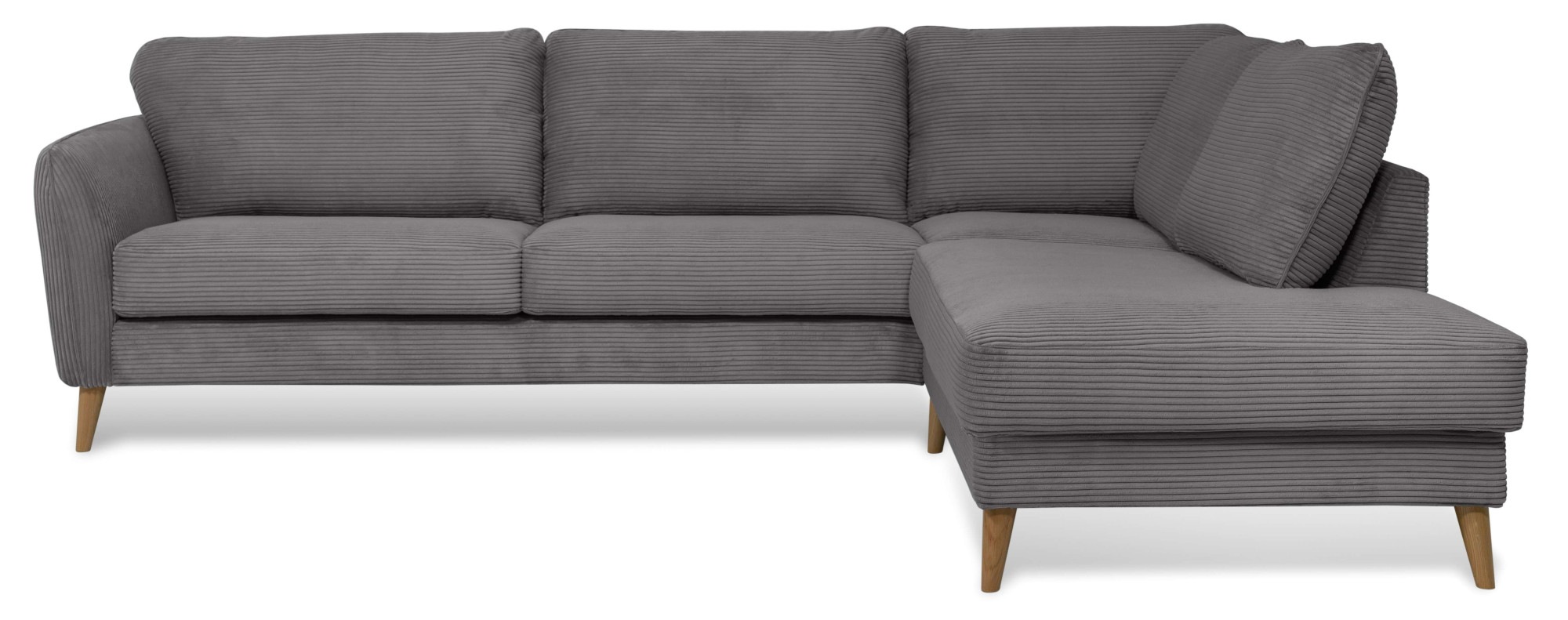Home affaire Ecksofa »MARSEILLE 278/202 cm, L-Form, Ottom. rechts/links, verschiedene Bezüge«, Massivholzbeine Eiche, Landhausstil, Wellenunterfederung