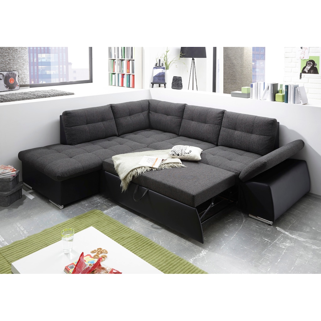ED EXCITING DESIGN Ecksofa »Jakarta«, mit Bettfunktion, Kopfstützen, Nierenkissen etc.