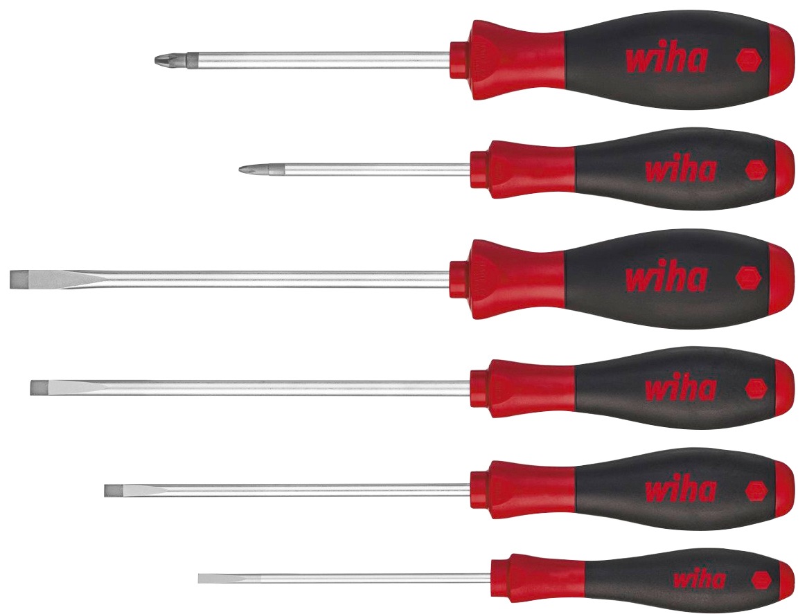 Wiha Schraubendreher »SoftFinish® Schlitz, Phillips (07152)«, (Set), 6-tlg., mit patentiertem SoftFinish® Griffdesign für hand- und muskelschonendes Arbeiten