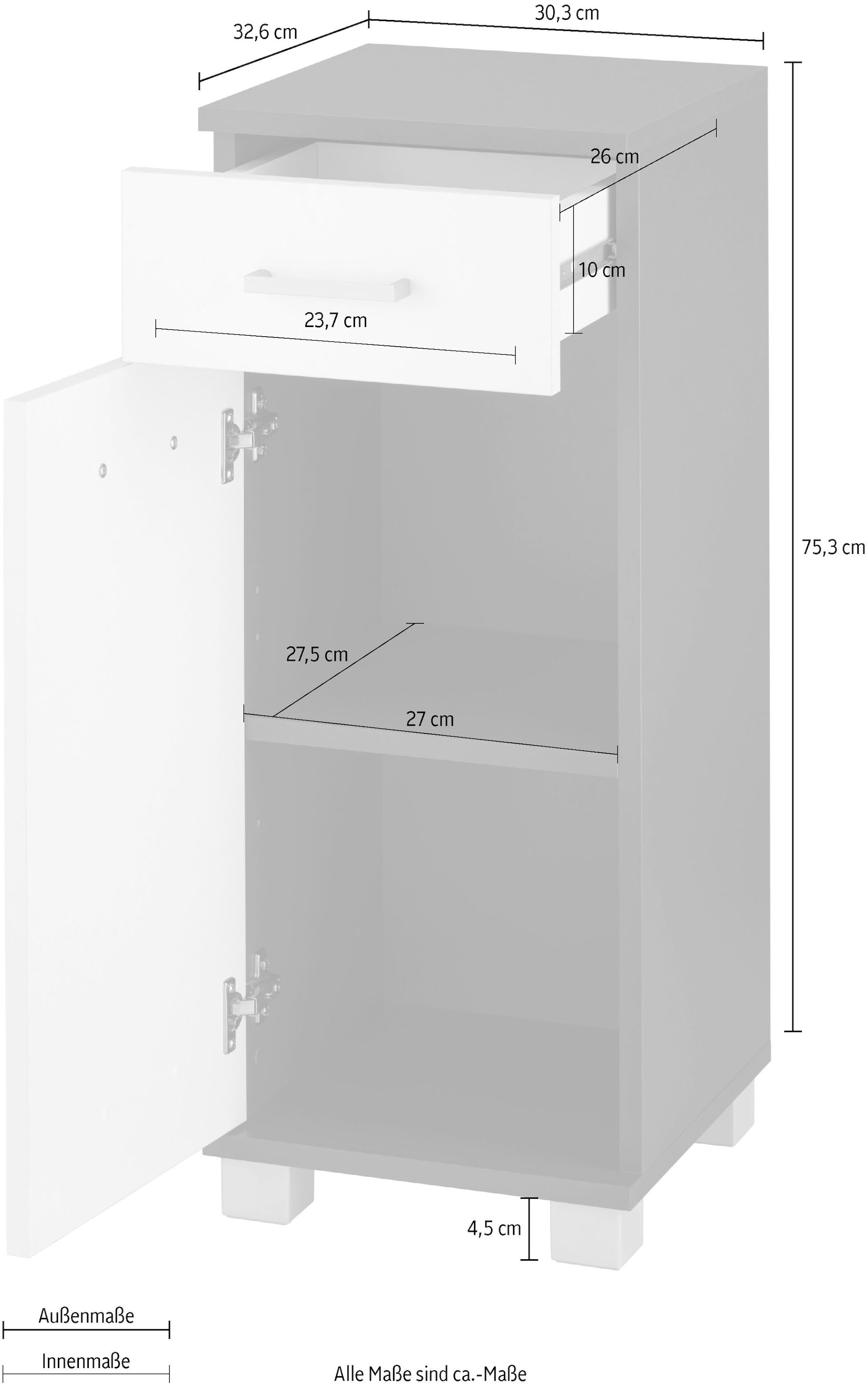 Schildmeyer Unterschrank »Mobes«, Breite/Höhe: 30,3/75,3 cm, Türen  beidseitig montierbar online bei OTTO