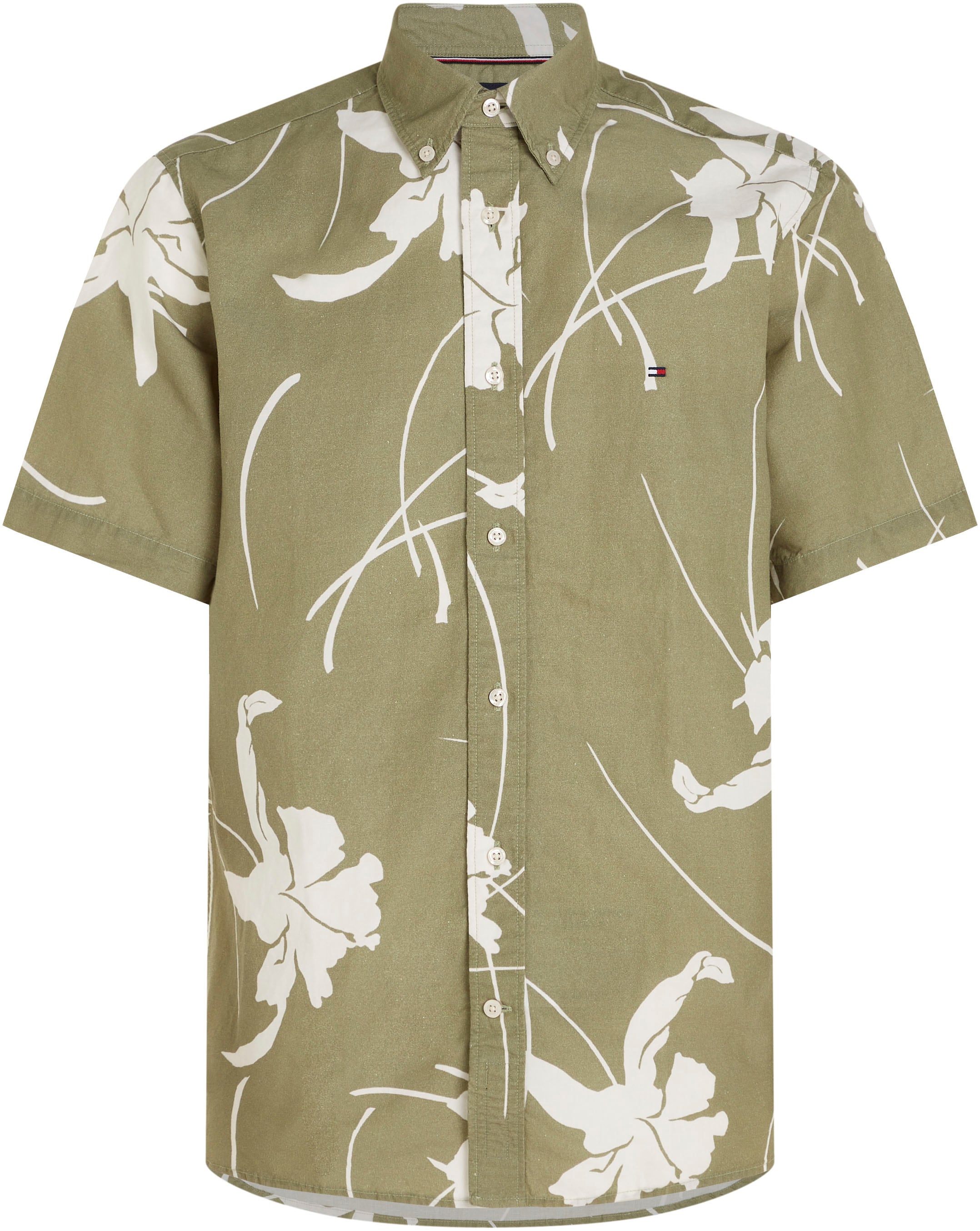 Tommy Hilfiger Kurzarmhemd »LARGE TROPICAL PRT SHIRT«, kontrastfarbener Blumenprint