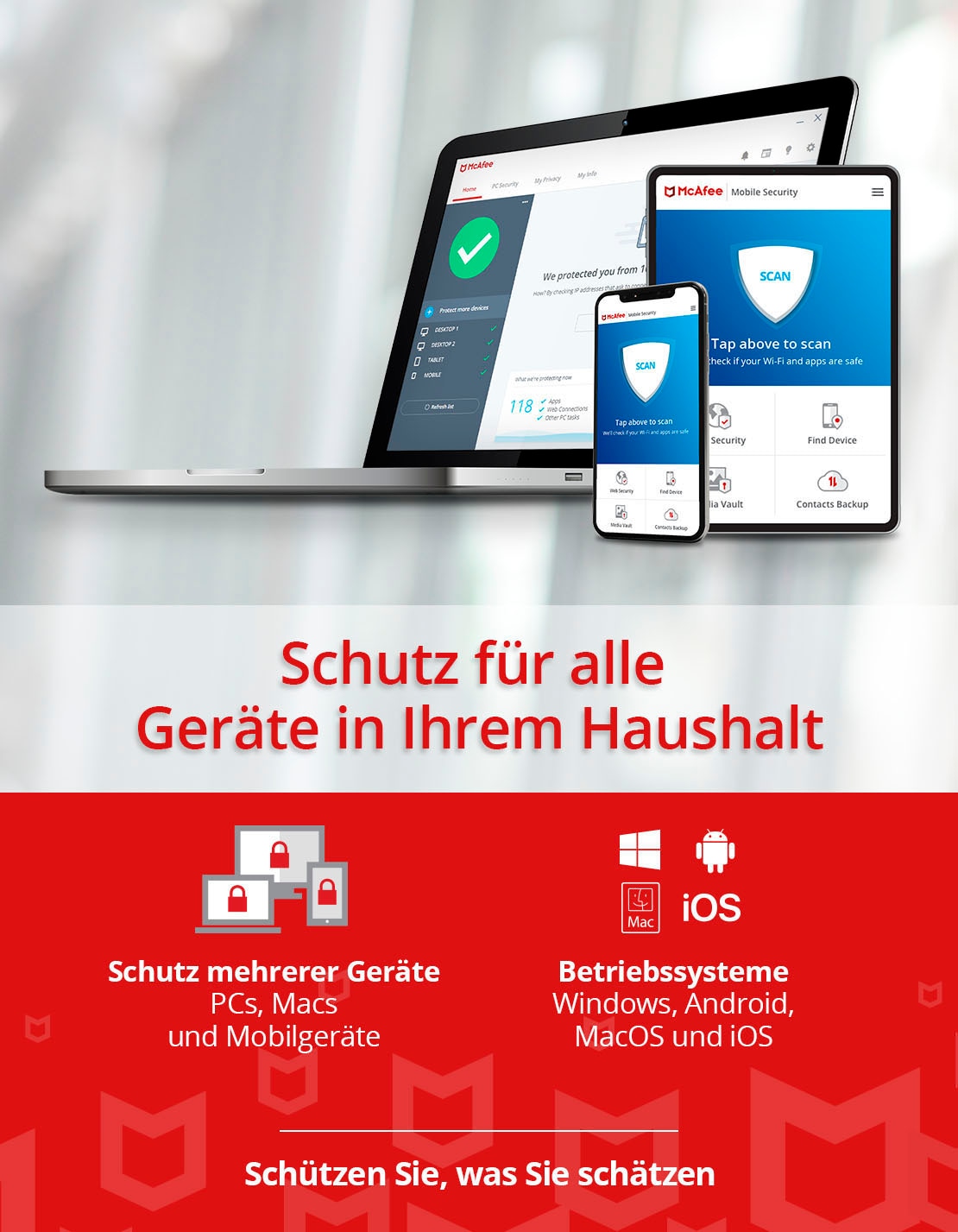 McAfee Virensoftware »McAfee Internet Security 3 Geräte - 1 Jahr«, Download Code in einer Box / Windows, Mac, iOS, Android