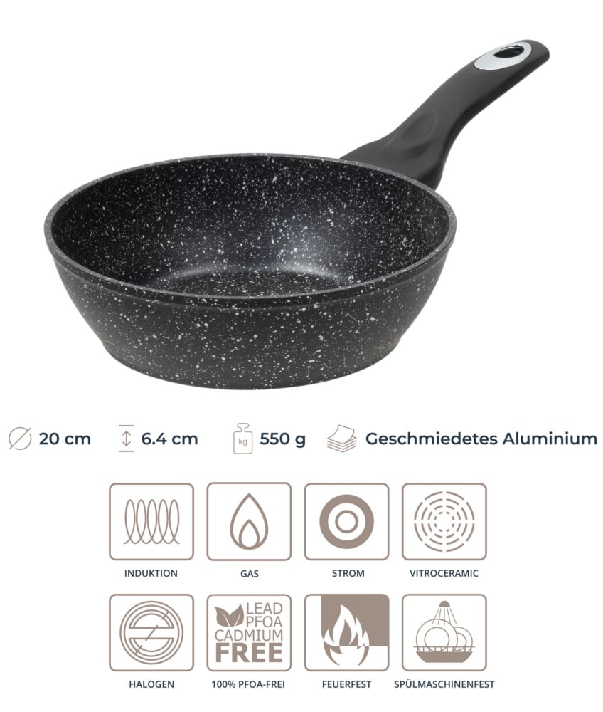 RESTO Kitchenware Bratpfanne »Antlia, tiefe Pfanne mit ergonomischem Soft-Touch-Griff« Aluminium 1 Stk. tlg. Marmor-Antihaftbeschichtung, 4-lagig, für alle Herdarten geeignet