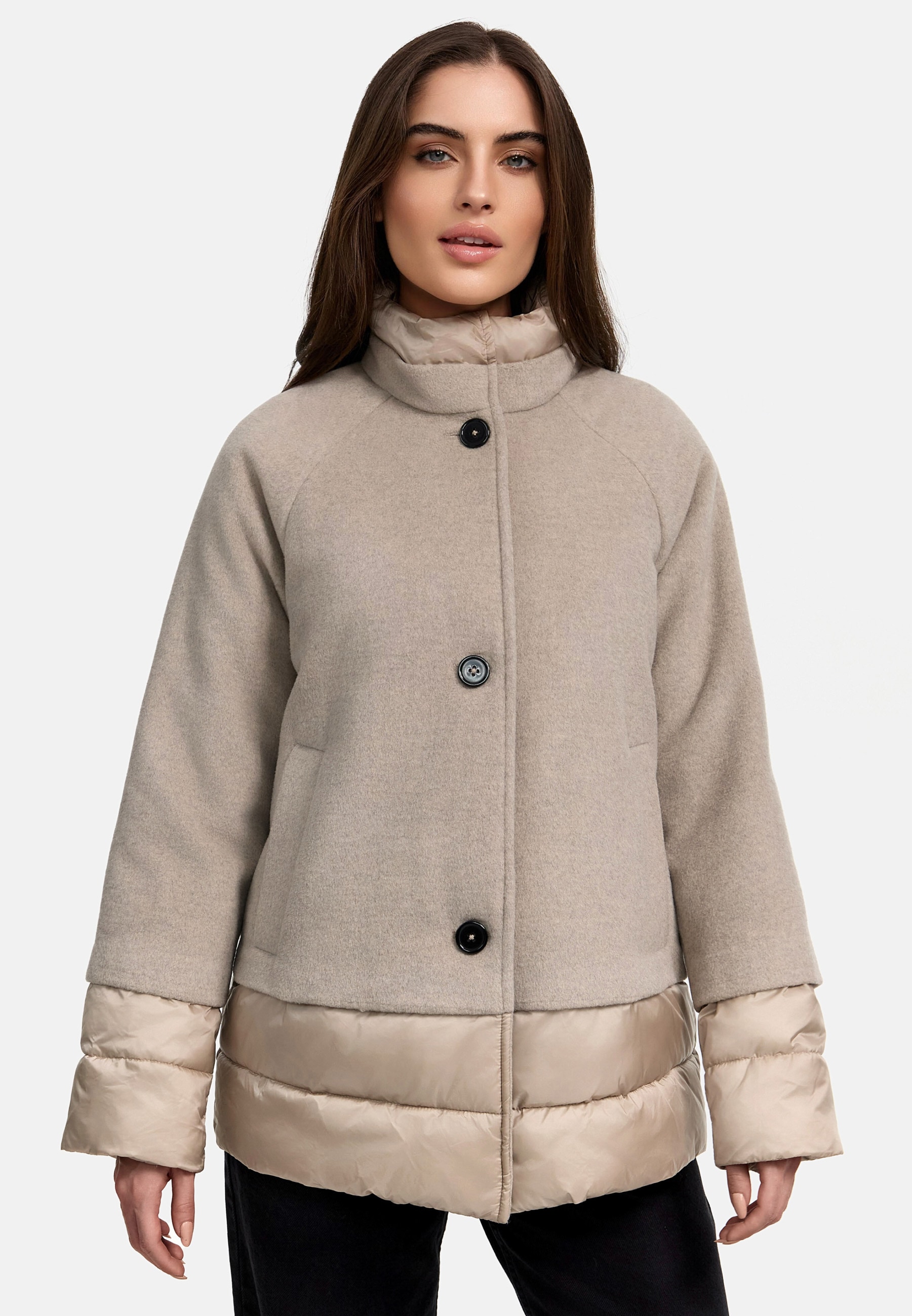 MANISA Winterjacke, ohne Kapuze, mit modischen Materialmix und Wolle