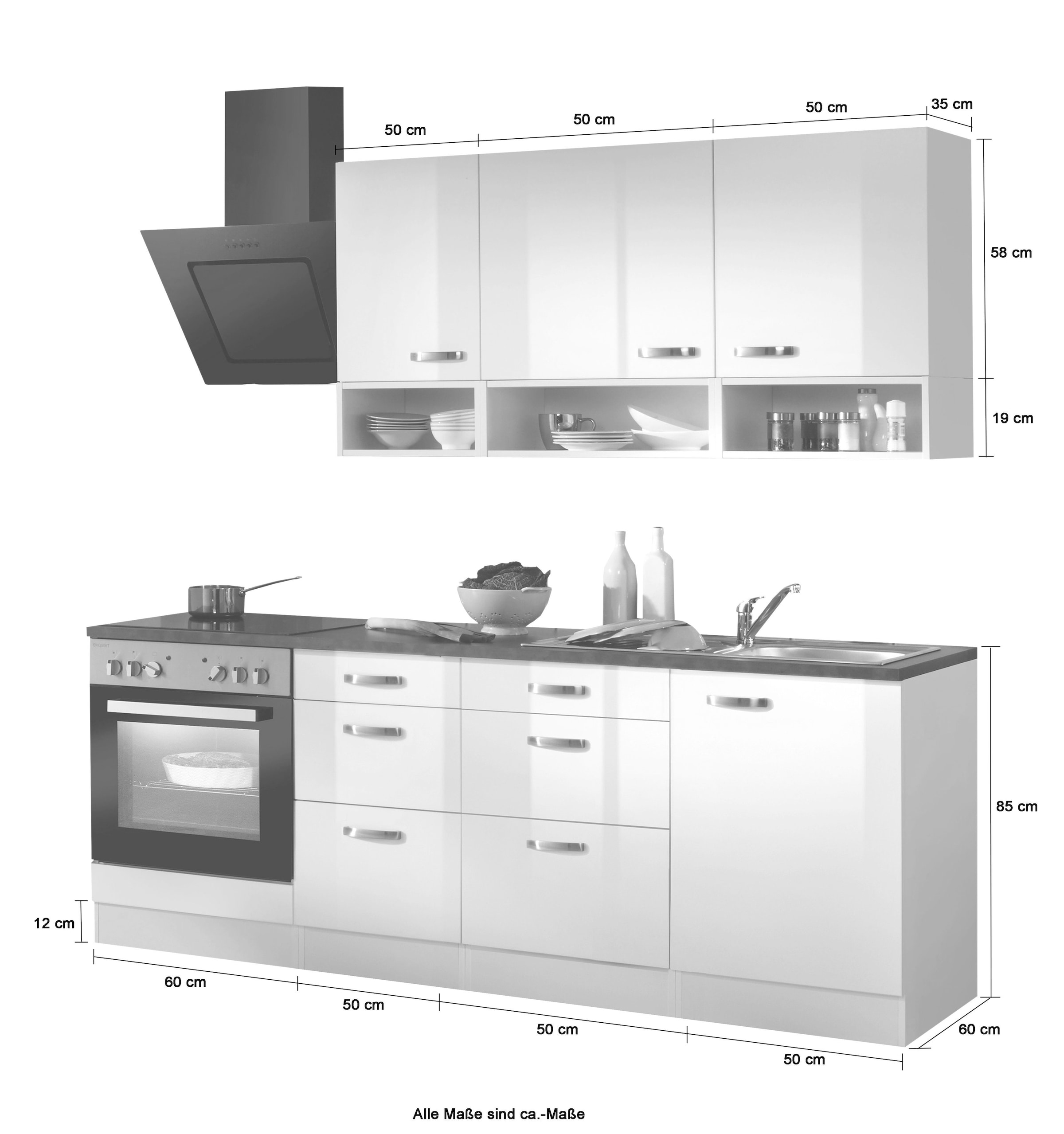 OPTIFIT Küchenzeile »Agos«, mit E-Geräte, Breite 210 cm