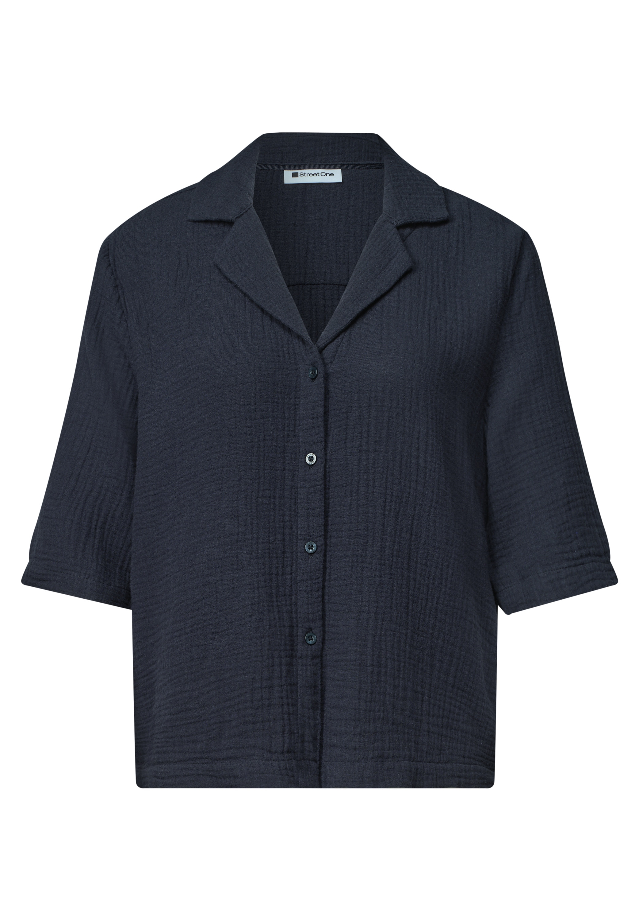 STREET ONE Hemdbluse Sommerbluse, hochwertiger Musselin aus Baumwolle