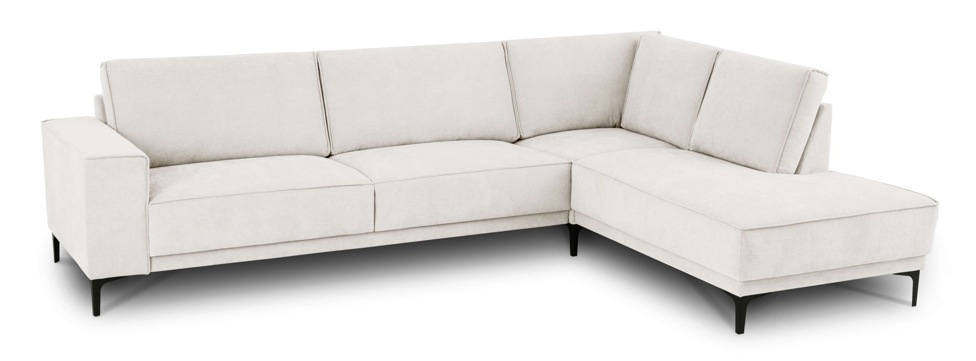 PLACES OF STYLE Ecksofa »Polsterecke Oland, Struktur, Flachgewebe, Luxus-Microfaser, Boucle« L-Form, 289 cm, Wellenunterfederung, Skandi-Design, Metallfüße