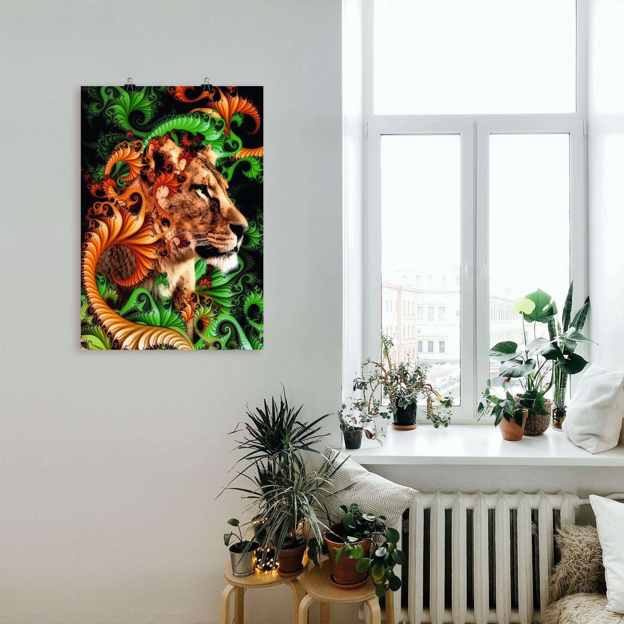 Artland Poster »Im Jungle«, Löwen, (1 St.), als Alubild, Leinwandbild, Wandaufkleber oder Poster in versch. Größen