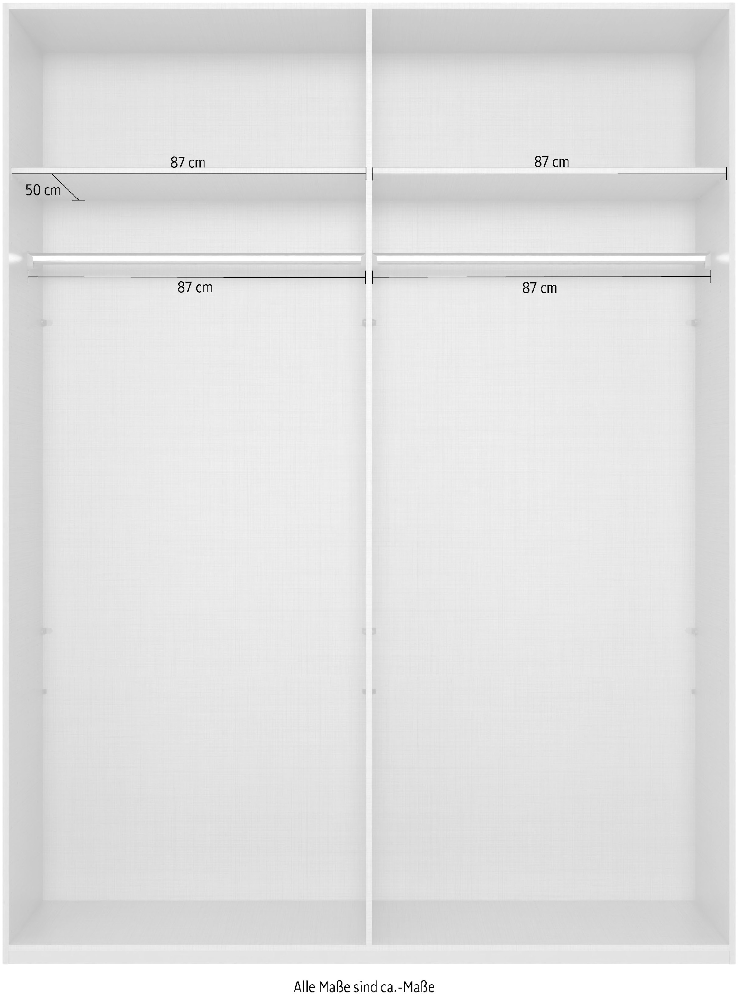 Wimex Kleiderschrank »Mugano, in 5 Breiten und 2 Höhen, Made in Germany«, (in Basic oder Premium Ausstattung mit 2 weiteren Einlegeböden), mit langen Griffstangen aus Metall, wahlweise mit oder ohne Spiegel