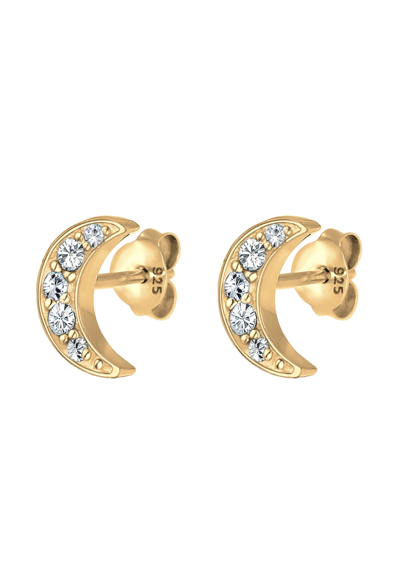 Elli Paar Ohrstecker »Ohrringe Ohrstecker Halbmond Weiß 925 Sterling Silber, mit Kristallen von Swarovski®«