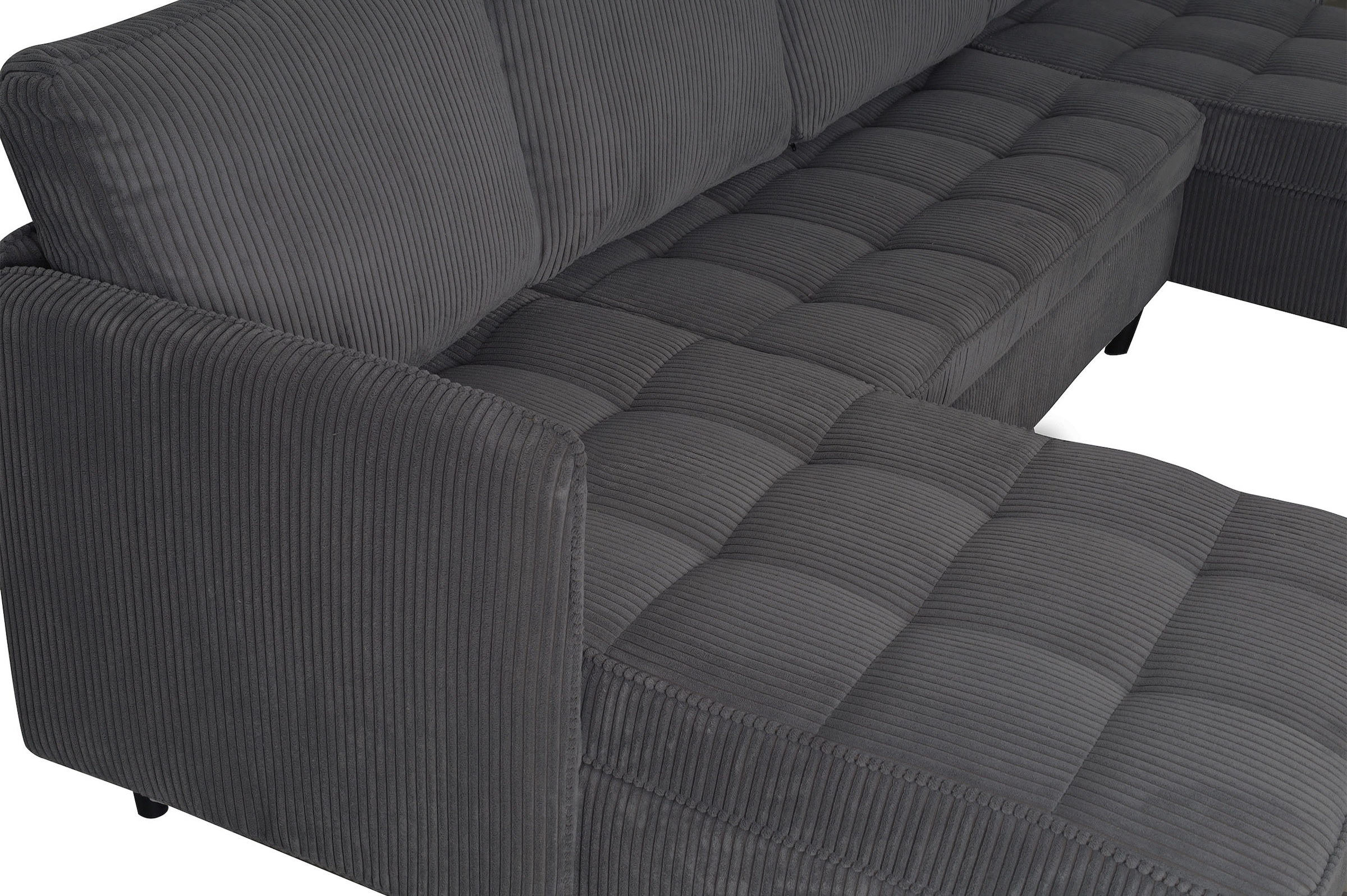 Dorel Home Wohnlandschaft »LINDHUS, Cord, Modulsofa, verschiedene Stellvarianten« Breite als U-Form (254cm) mit Verbindern fixierbar, Recamiere,Stauraum