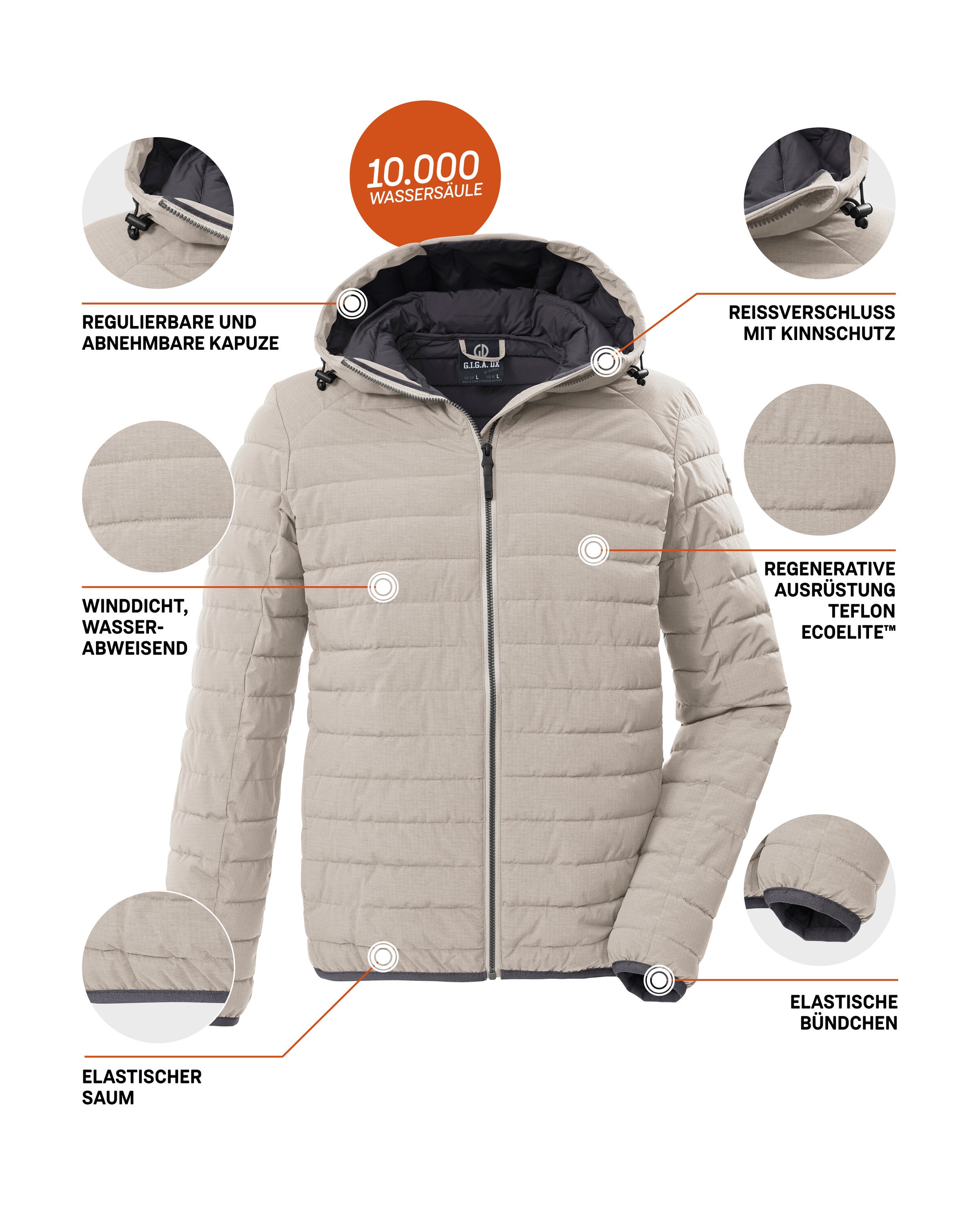 G.I.G.A. DX by killtec Steppjacke »GS 86 MN QLTD JCKT« Schmale, wasserabweisende Herren Steppjacke mit abnehmbarer Kapuze