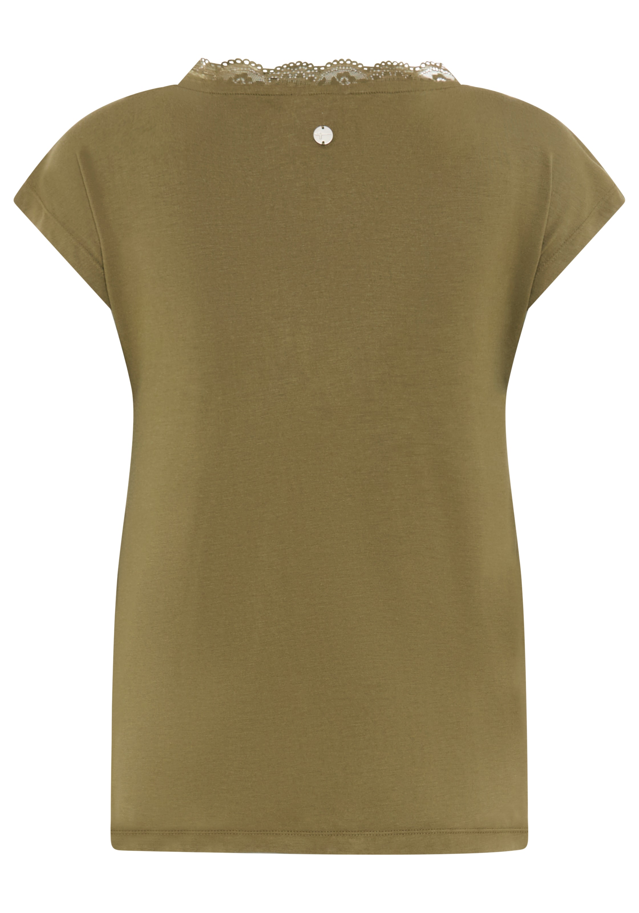 Tamaris Spitzenshirt mit femininen V-Ausschnitt, lässig geschnitten