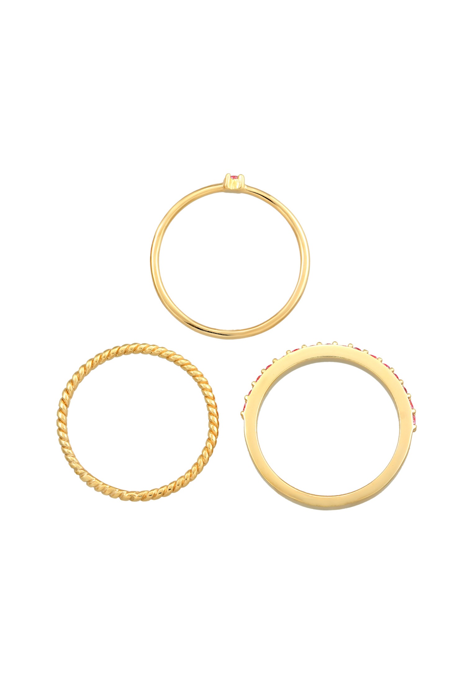 Elli Ring-Set »Ring Kristalle Farbig Regenbogen Set (3 tlg) 925 Silber«