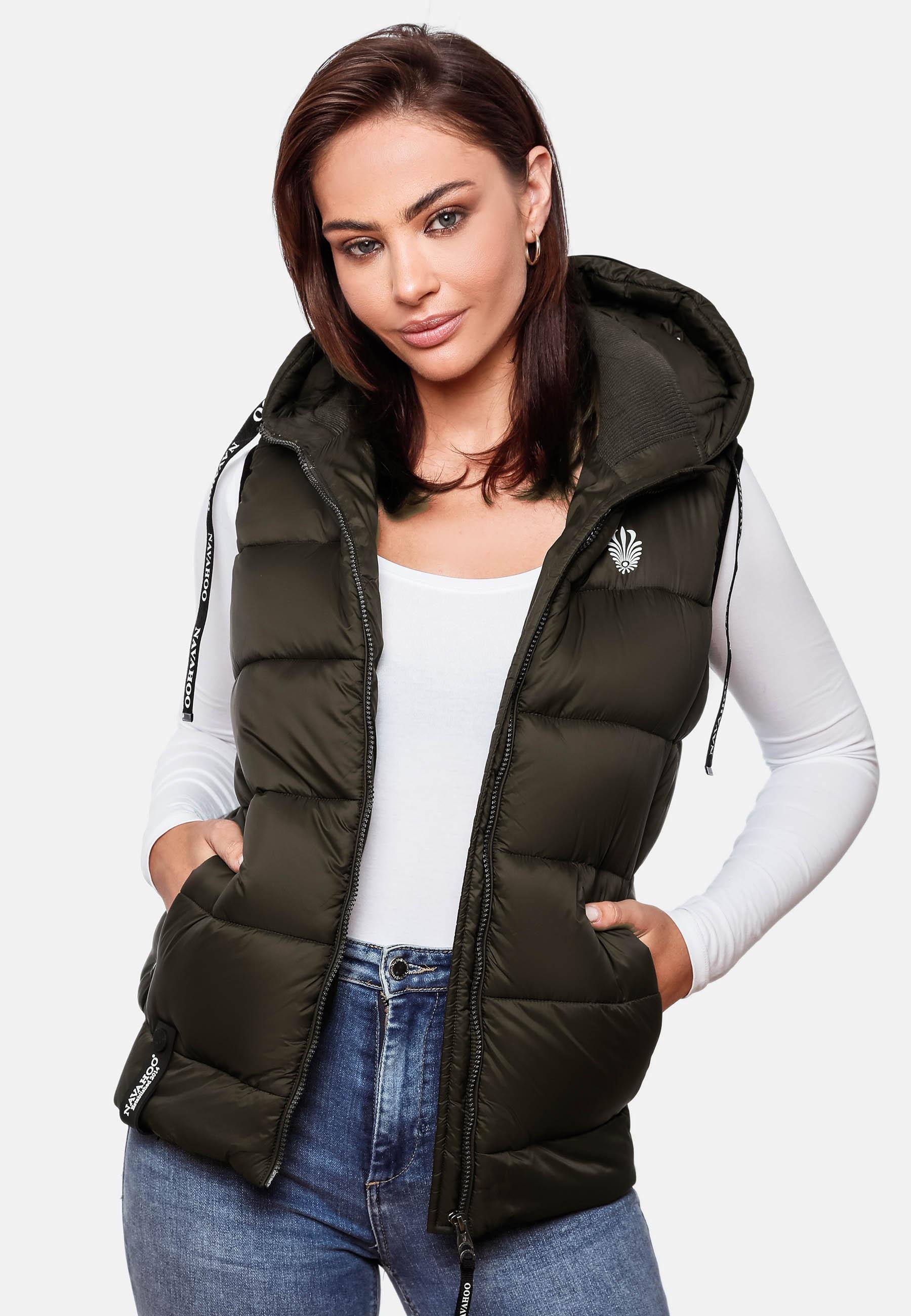 Navahoo Steppweste »Steppweste Kassidy«, (1 tlg.), stylische ärmellose Damen Weste mit Kapuze