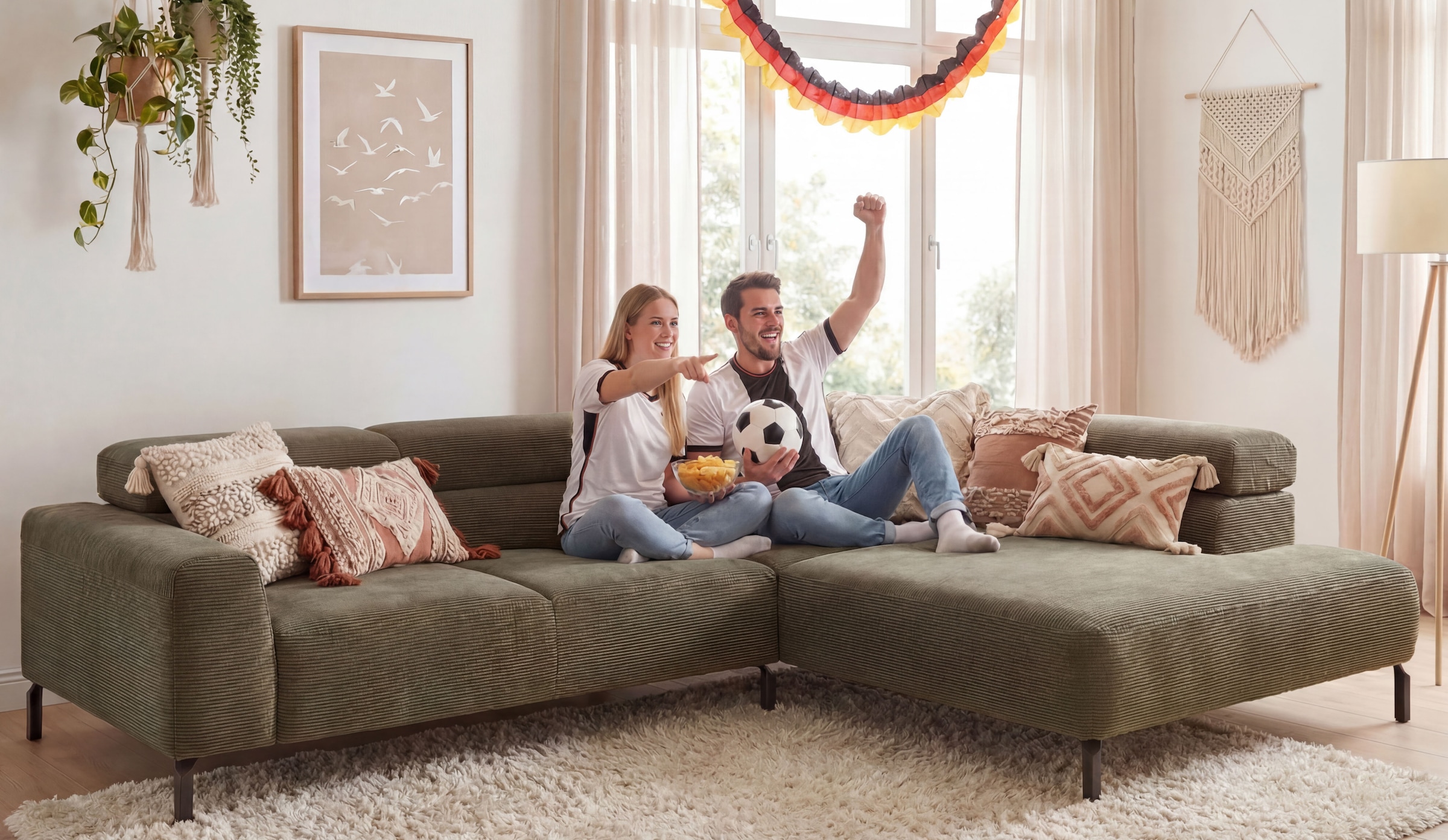 Home affaire Ecksofa »Antonelli, L-Form,  incl. Kopfteilverstellung, Breite 312 cm« ohne Sitztiefenverstellung, in Cord, stone