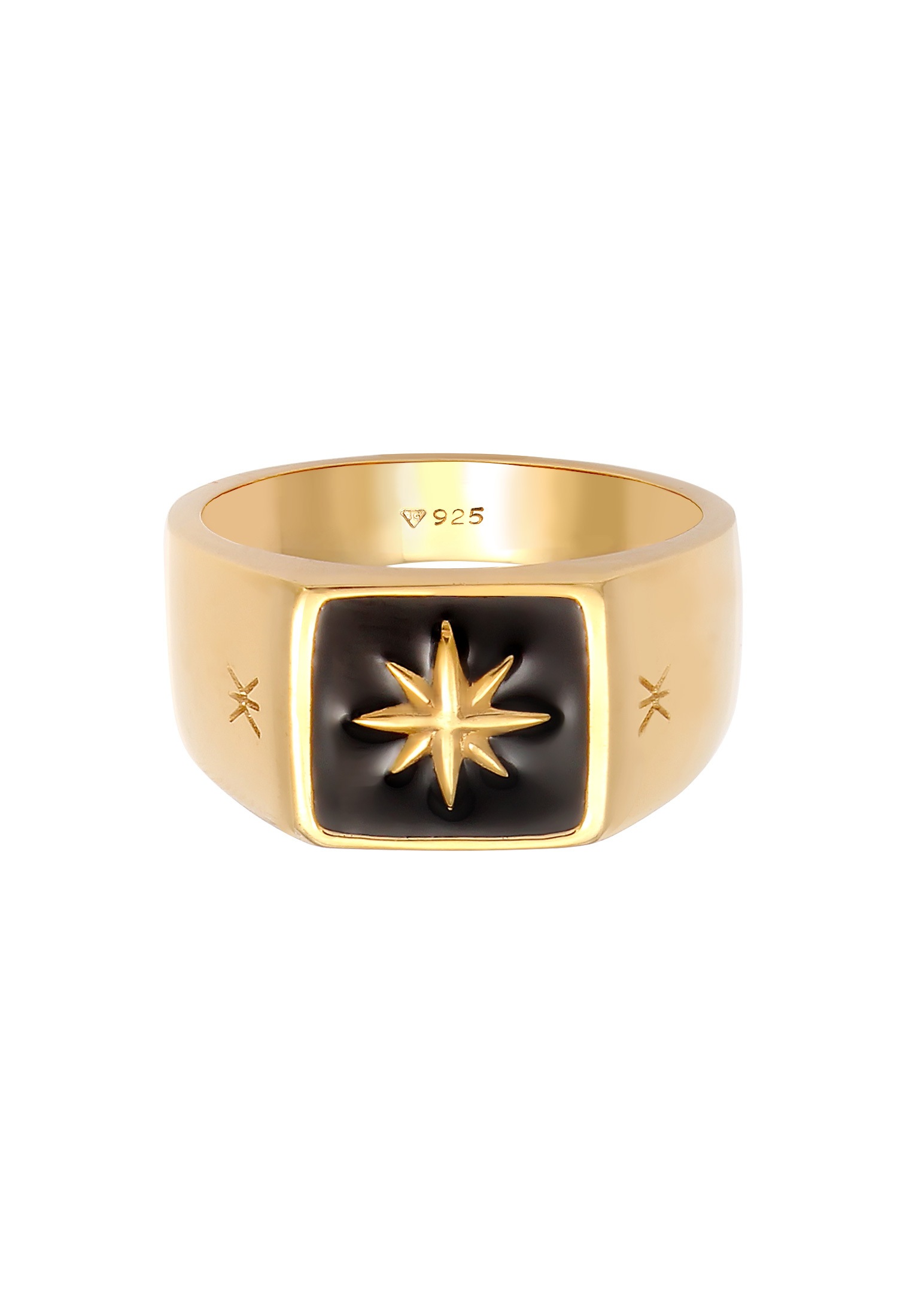 Kuzzoi Siegelring »Ring Herren Siegelring Emaille Stern Basic 925er Silber«