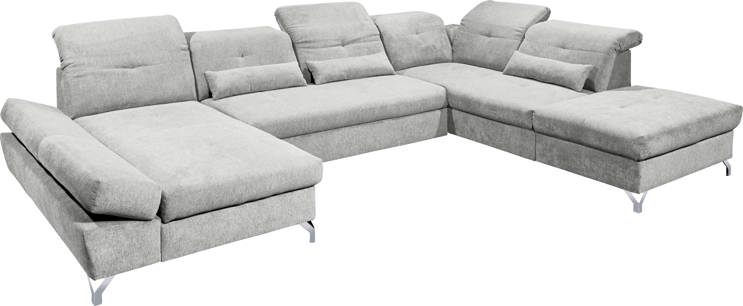 ED EXCITING DESIGN Wohnlandschaft »Melfi U-Form mit Bettfunktion, Bettkasten«, Arm- & Kopfteilverstellung & 3 Nierenkissen