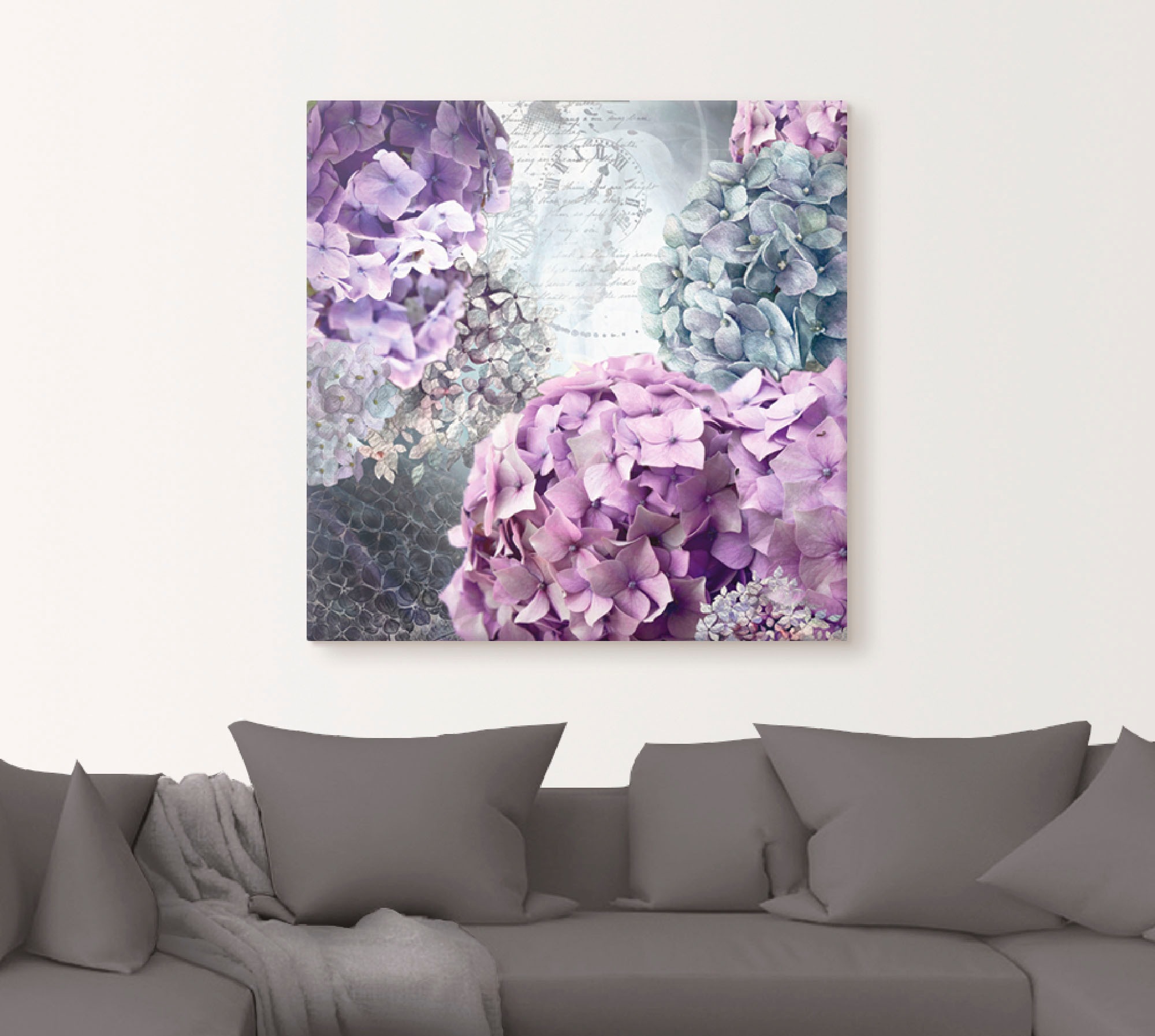 Artland Wandbild »Blau und Grau Hortensie«, Blumen, (1 St.), als Alubild, Outdoorbild, Leinwandbild, Poster in verschied. Größen