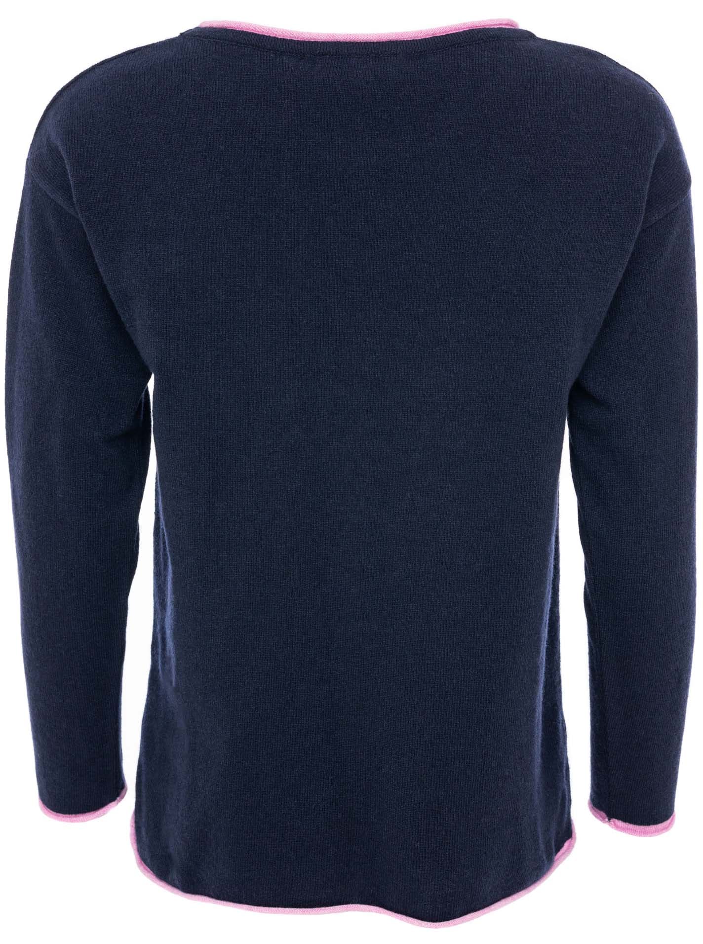 Zwillingsherz Rundhalspullover »"Happy Face"« Stickerei, aufgerollte kontrastfarbige Bündchen