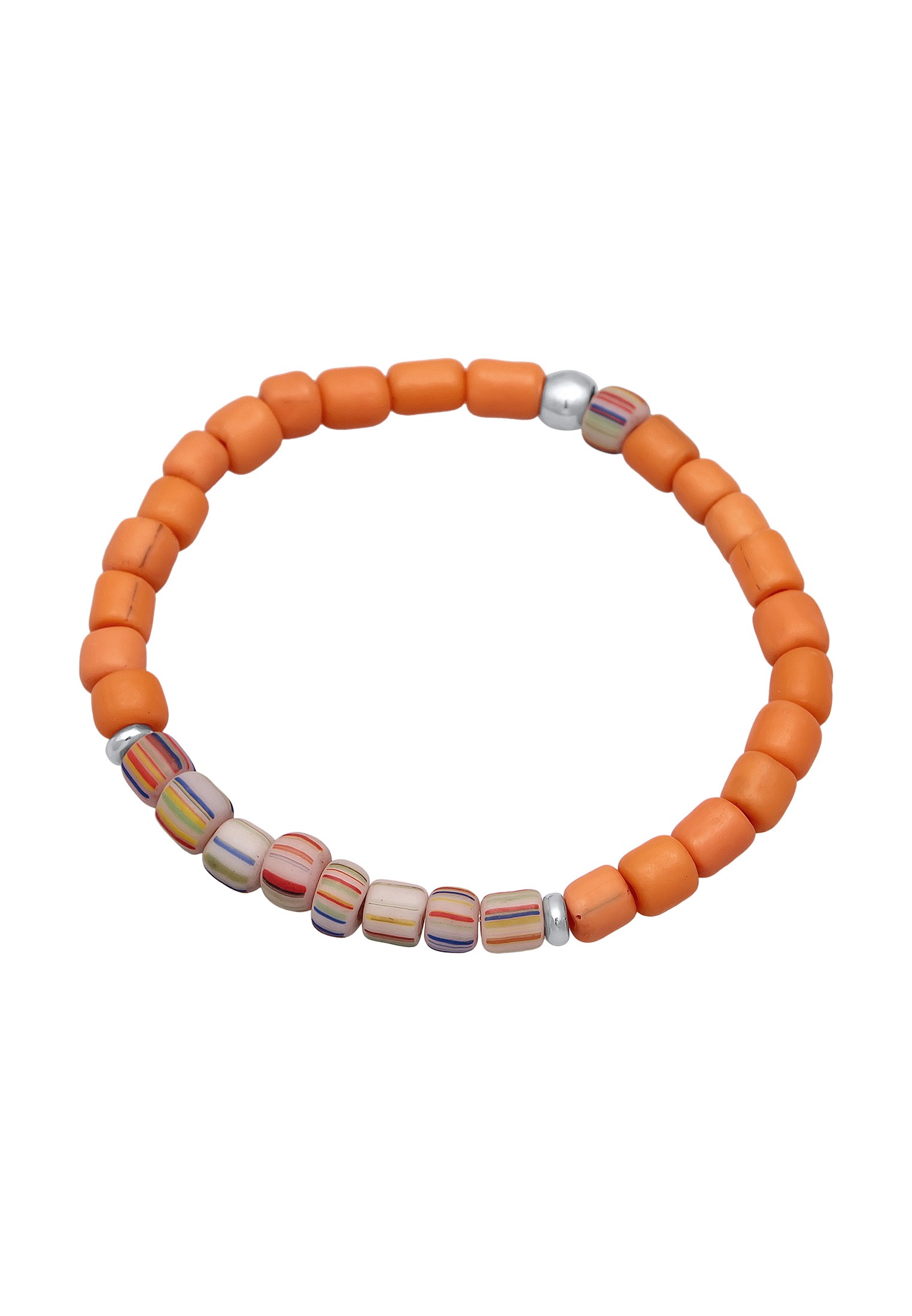 Elli Armkette »Armband Glas Beads Orange 925 Silber«