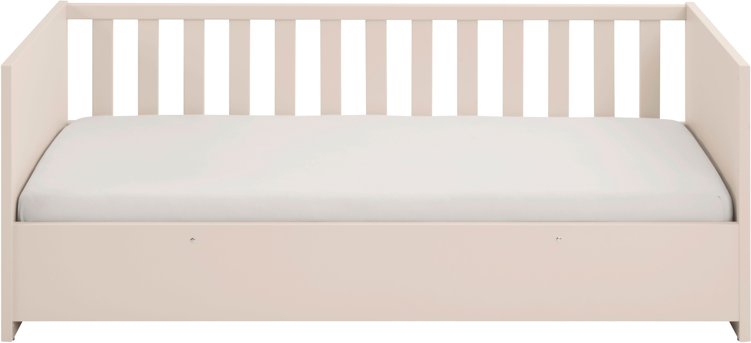 YUNY by PAIDI Babybett »LITTLE SNU 70x140cm in Beige oder Weiß, umbaubares Bodenbett« Kinderbett mit Rausfallschutz aus Massivholz, langlebiges Gitterbett