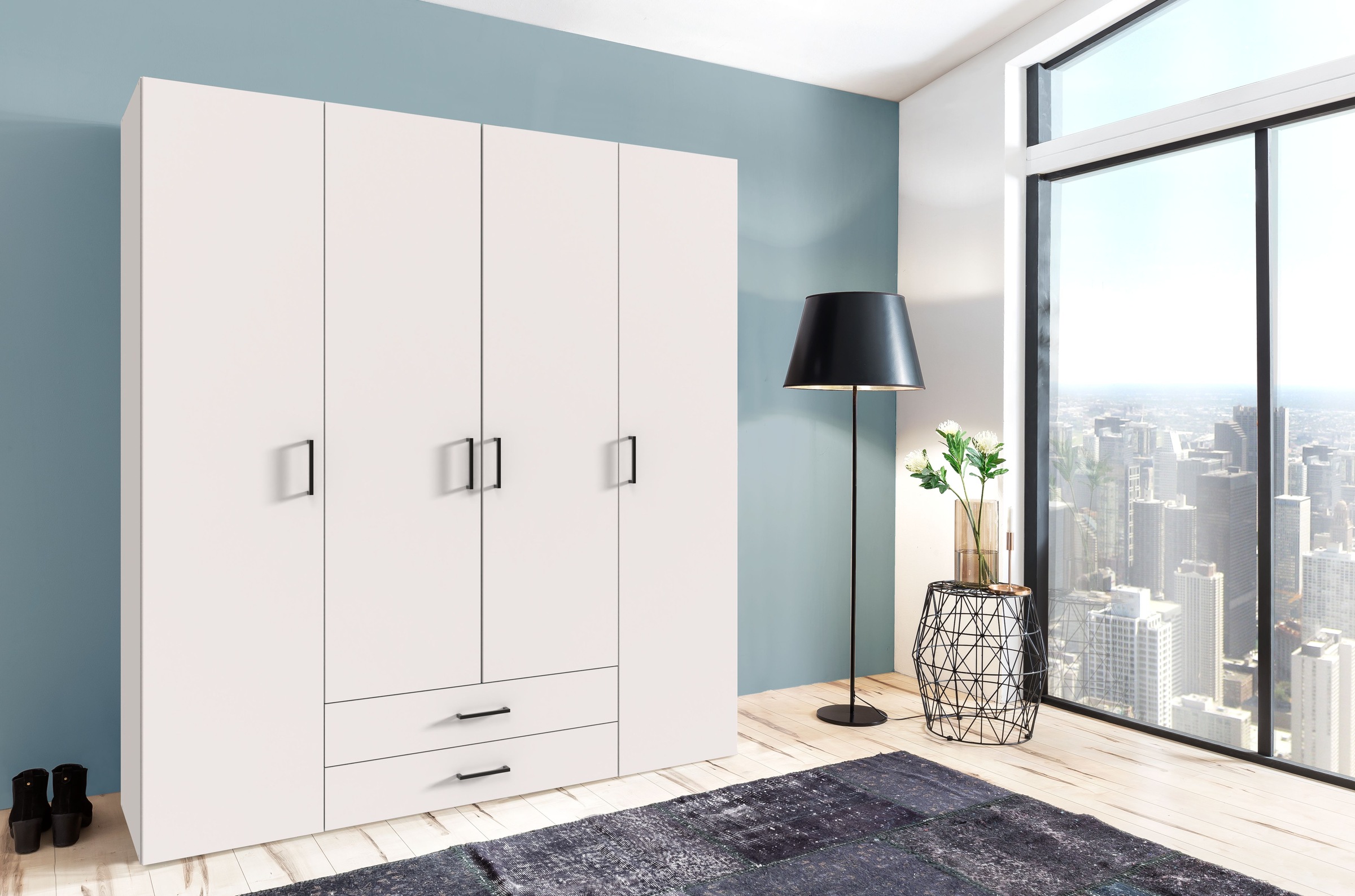 Wimex Kleiderschrank »Mugano, in vielen Breiten, 208 oder 236cm hoch, Made in Germany«, (mit langen oder kurzen Griffen aus Metall), wahlweise mit oder ohne Spiegel, mit Schubladen