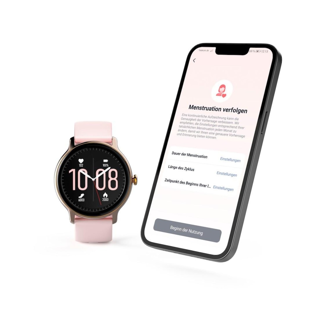 Hama Smartwatch »Smartwatch Damen Herren, Fitnesstracker, wasserdicht, Blutsauerstoff«, (Herzfrequenz, Timer, Schritte, Kalorien, Schlaf, Stress, Tempo, Musik)