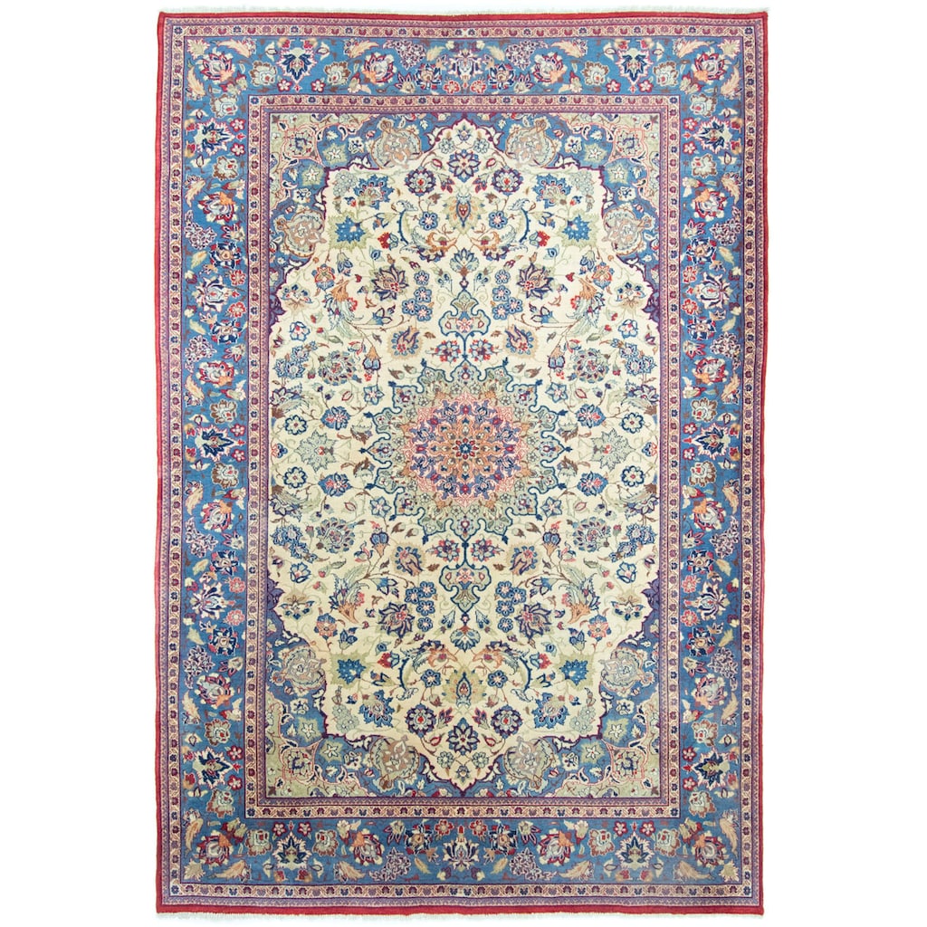 morgenland Wollteppich »Isfahan Teppich handgeknüpft beige«, rechteckig