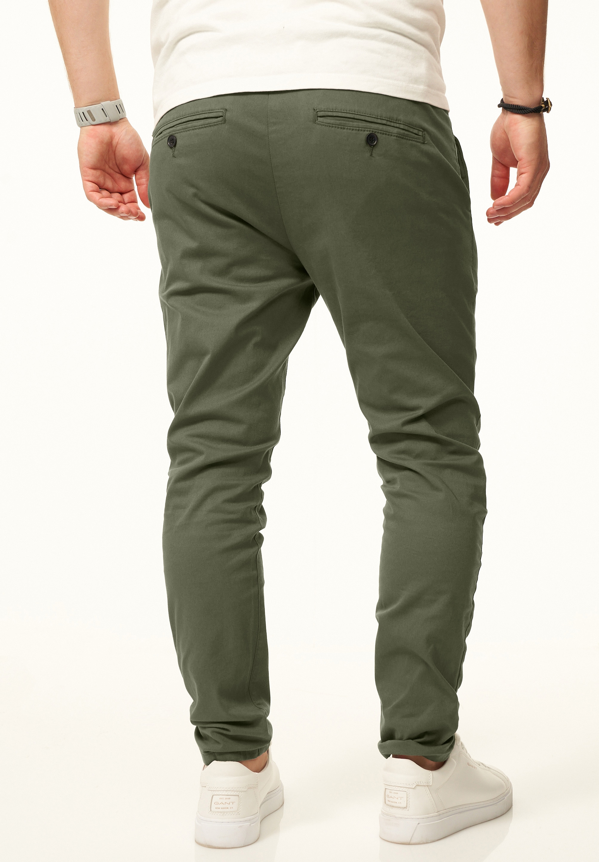 Daily Cotton Chinohose »im CROPPED Slim-Fit Stil als Stoffhose«  Freizeithose mit Gummibund, Tunnelzug & Gürtelschlaufen