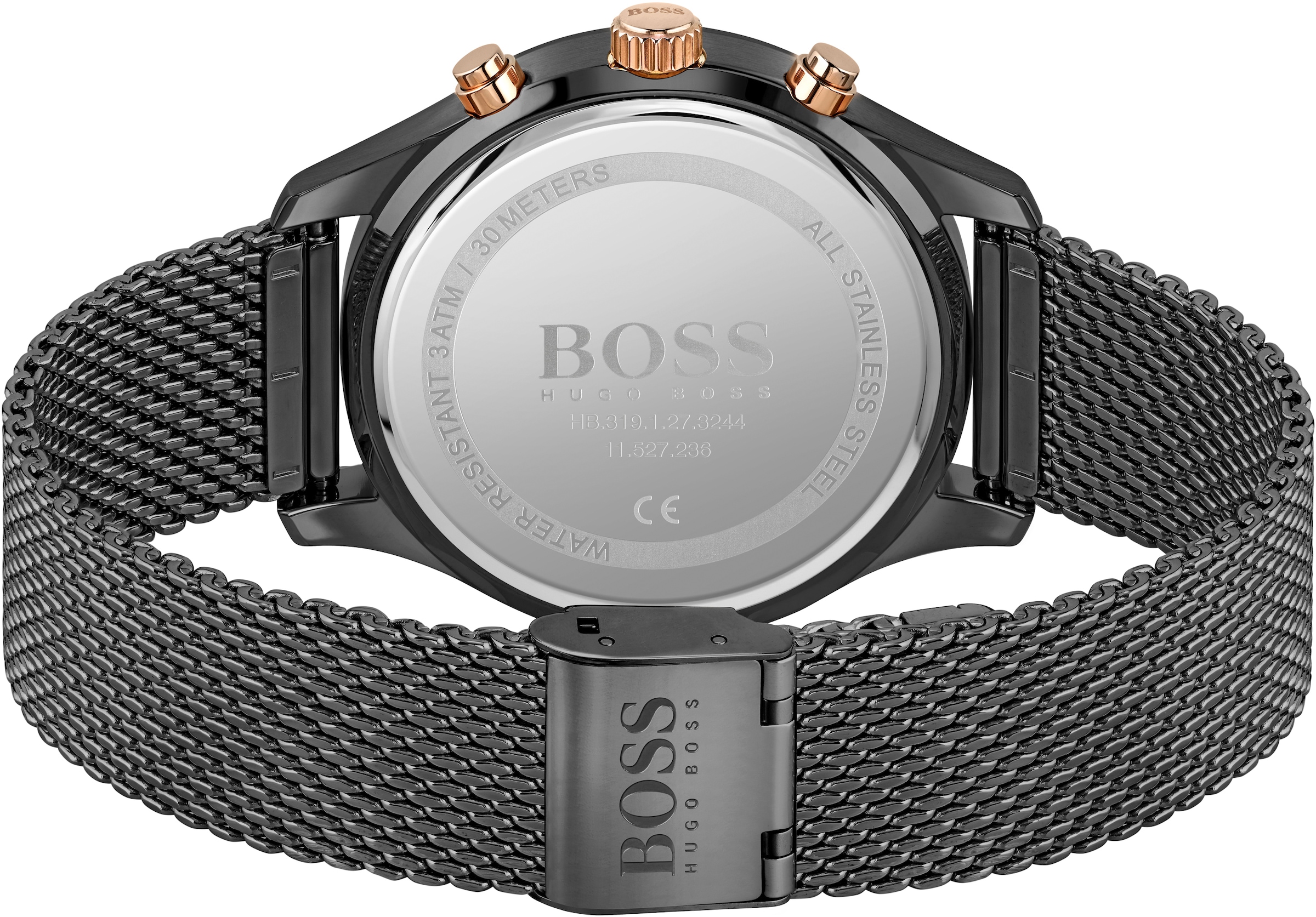 BOSS Chronograph »ASSOCIATE«, Quarzuhr, Herrenuhr, Armbanduhr, Stoppfunktion, Edelstahlarmband