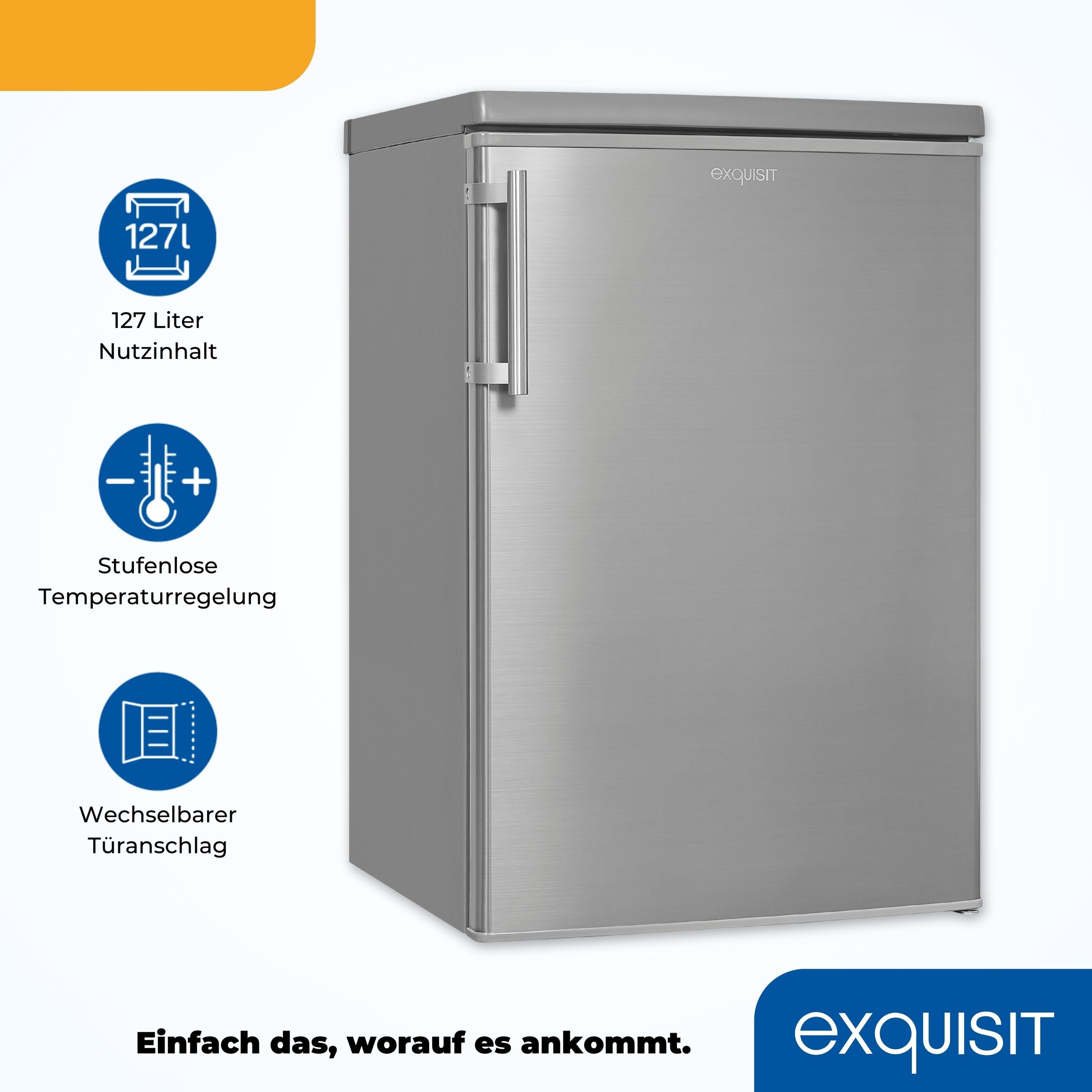 exquisit Kühlschrank »KS16-V-H-040E inoxlook«, 127 L Volumen