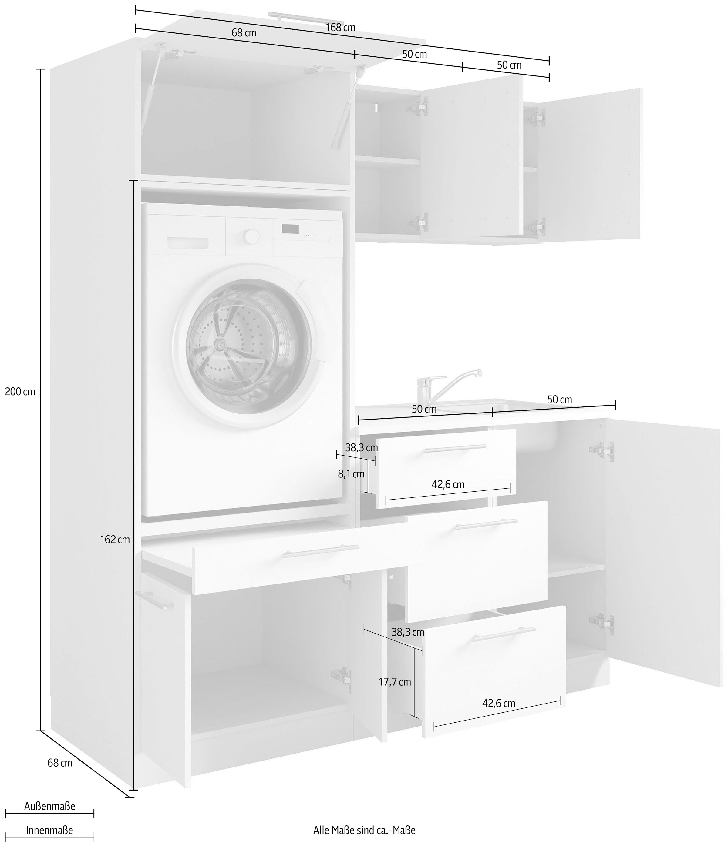 Laundreezy Mehrzweckschrank-Set »Laundreezy, 6-tlg. Mehrzweckschrank-Set B/H/T 168/238/68 cm« 6 Stk. tlg.