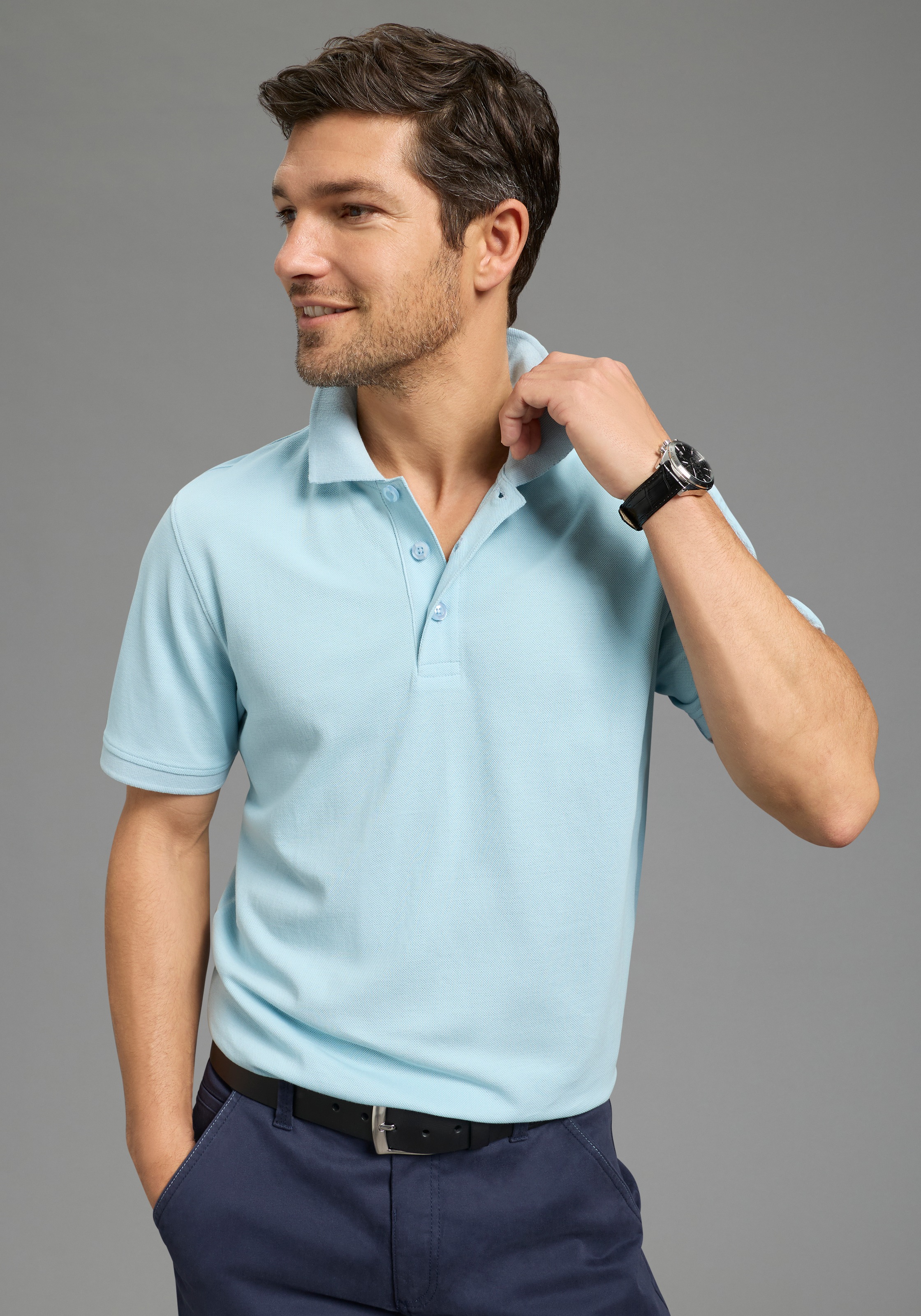 Man's World Poloshirt Kurzarm,  lockere Passform,  unifarben